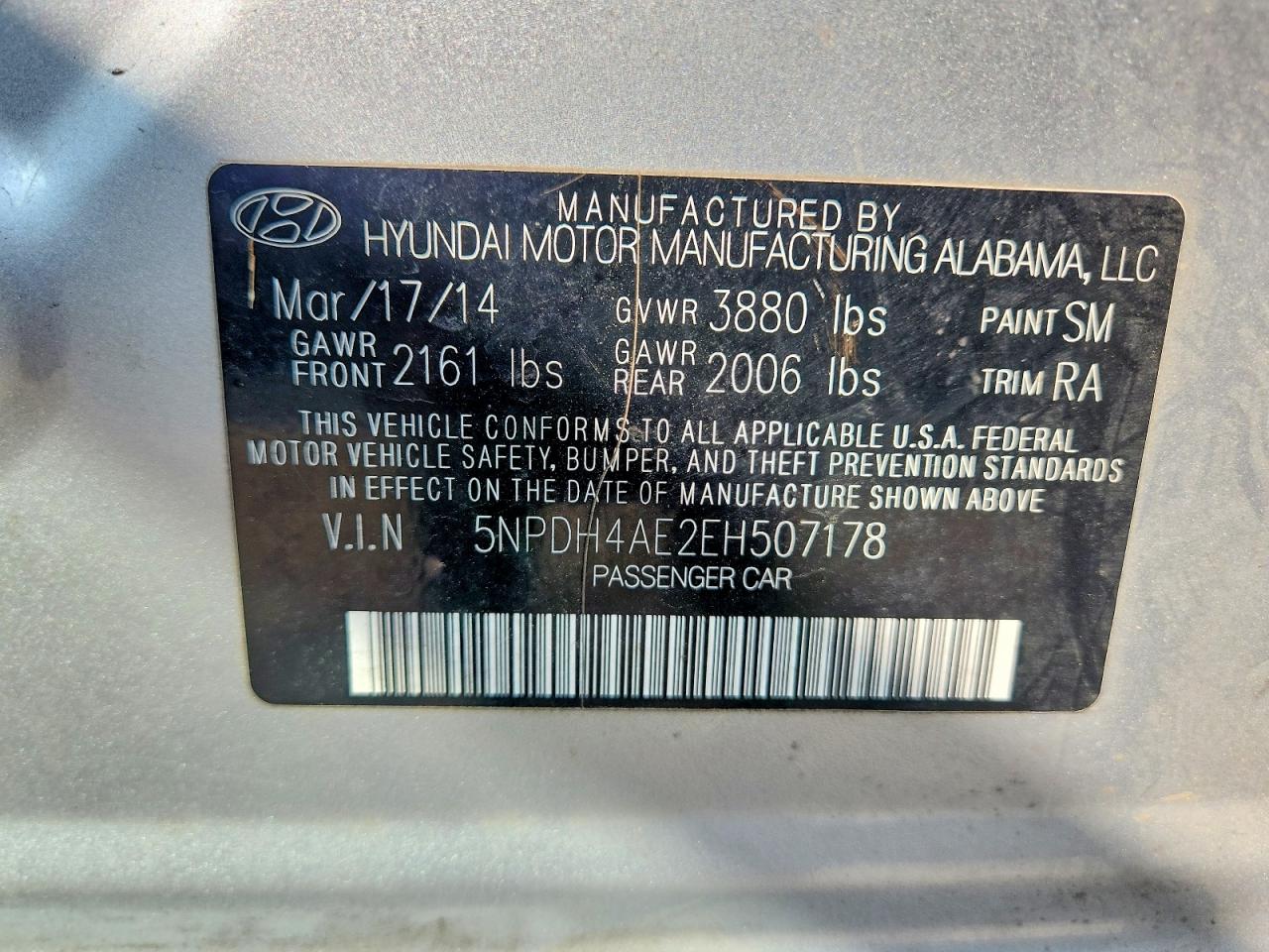 2014 Hyundai Elantra Se Silver vin: 5NPDH4AE2EH507178