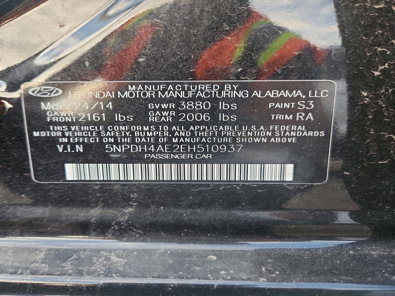 2014 Hyundai Elantra Se Black vin: 5NPDH4AE2EH510937