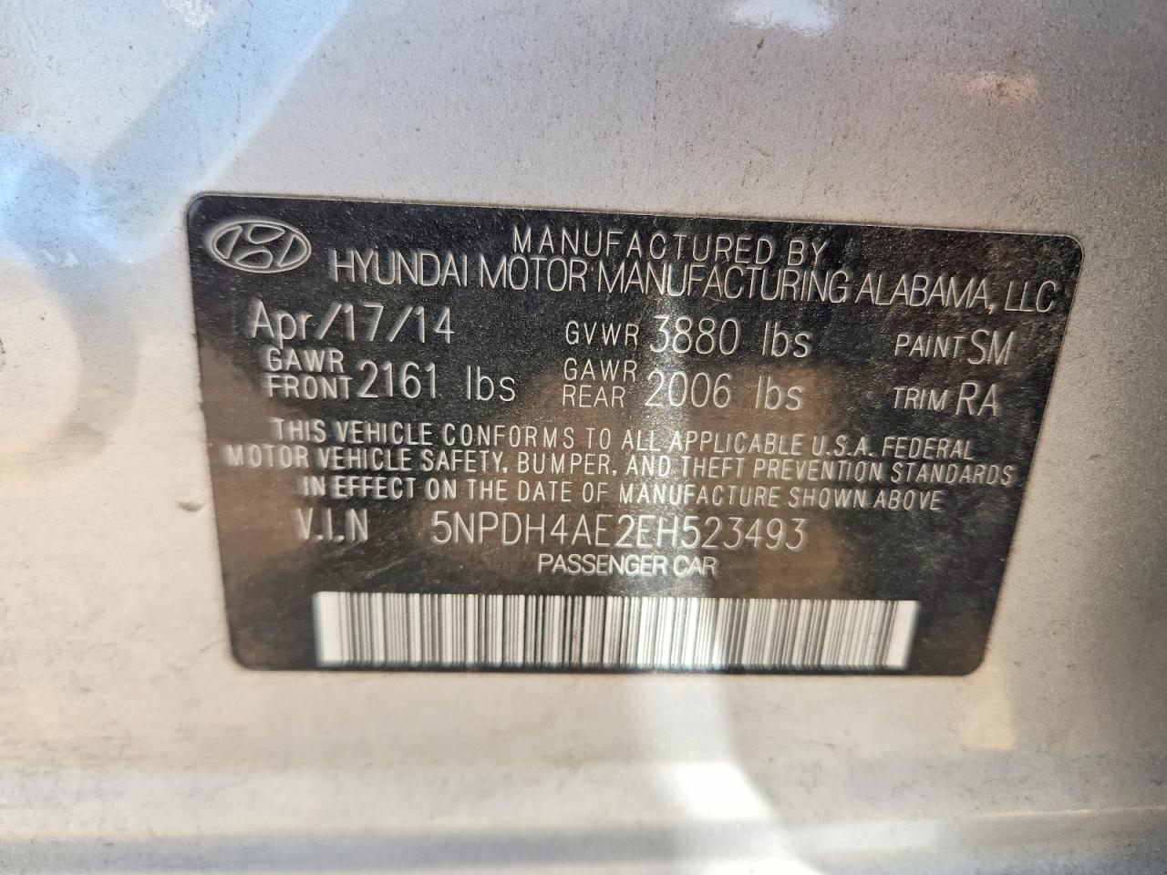 2014 Hyundai Elantra Se Silver vin: 5NPDH4AE2EH523493