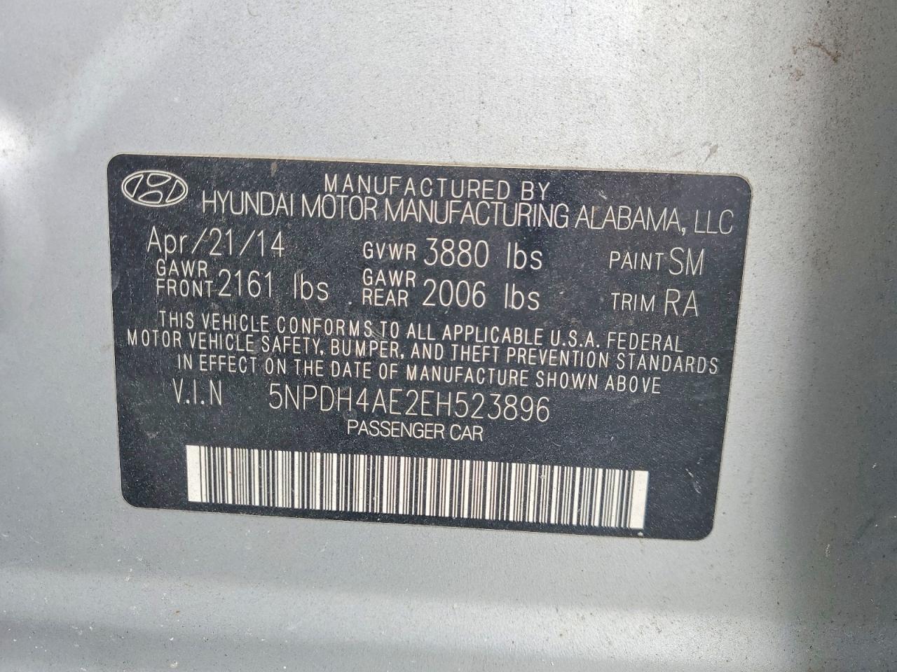 2014 Hyundai Elantra Se Gray vin: 5NPDH4AE2EH523896