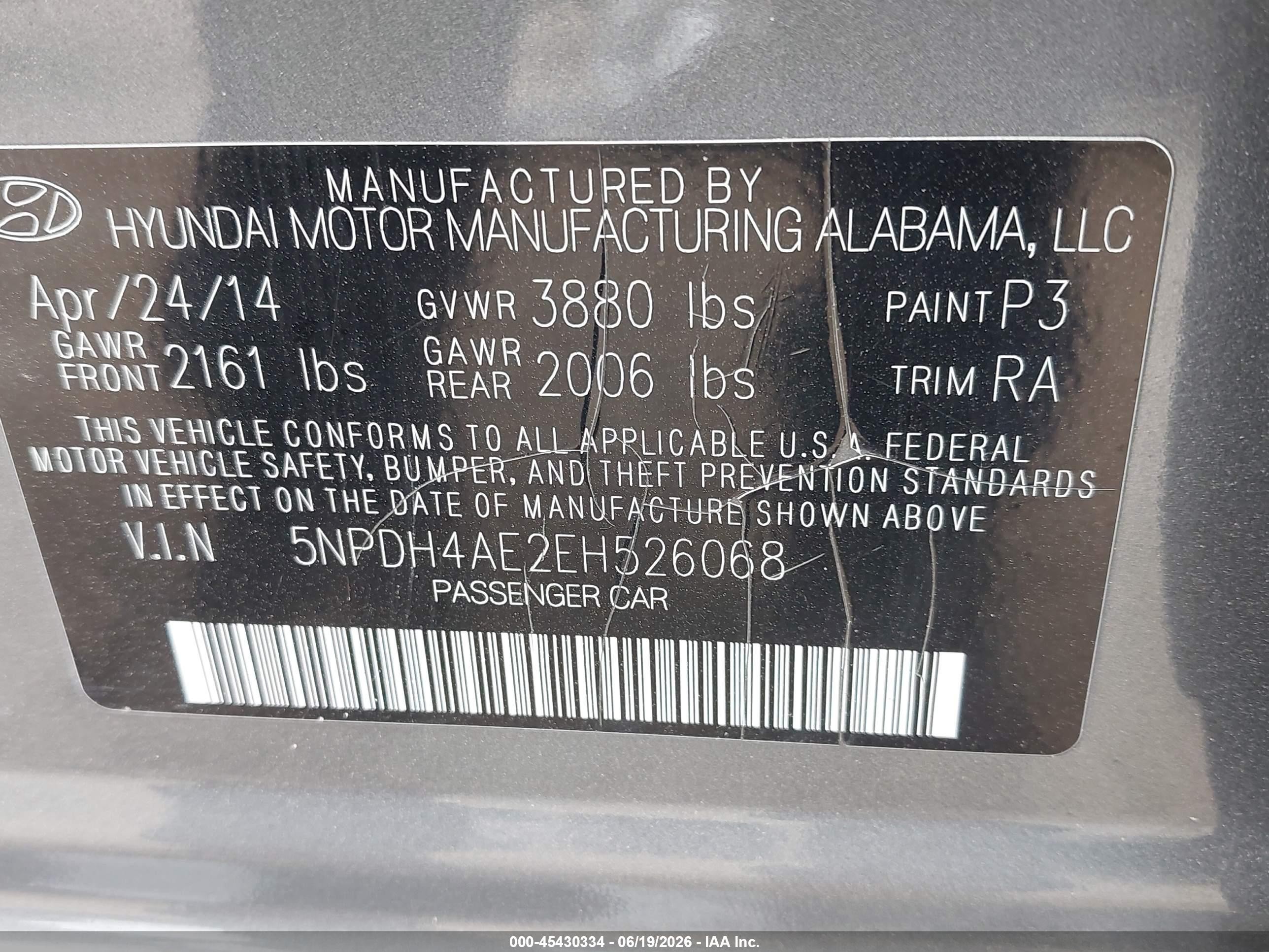 2014 Hyundai Elantra Se Gray vin: 5NPDH4AE2EH526068