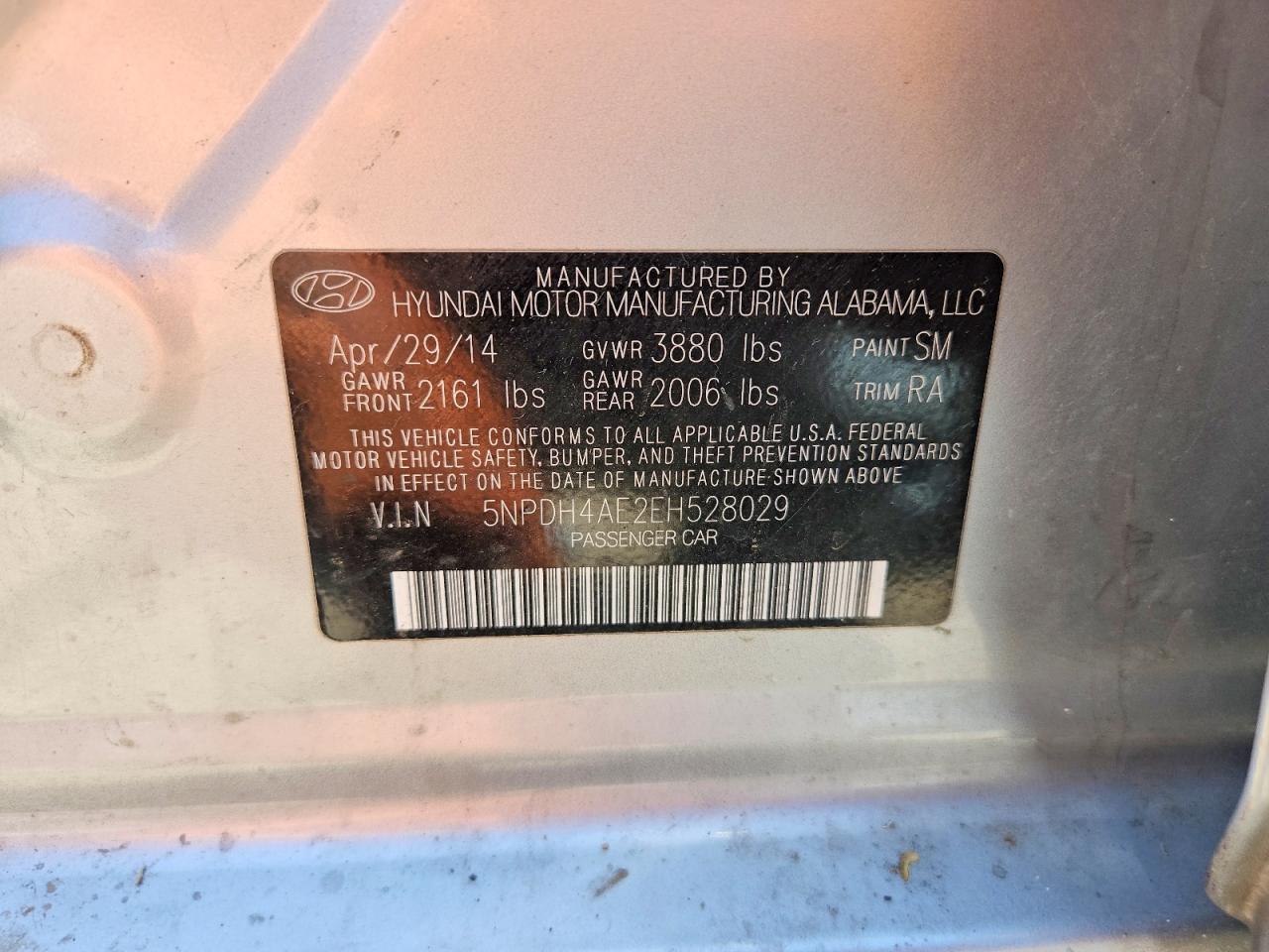 2014 Hyundai Elantra Se Silver vin: 5NPDH4AE2EH528029