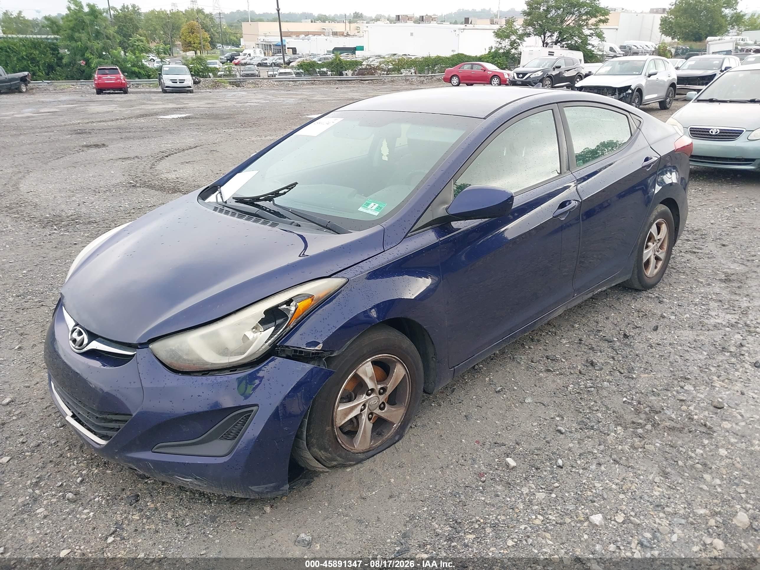 2014 Hyundai Elantra Se Blue vin: 5NPDH4AE2EH537717