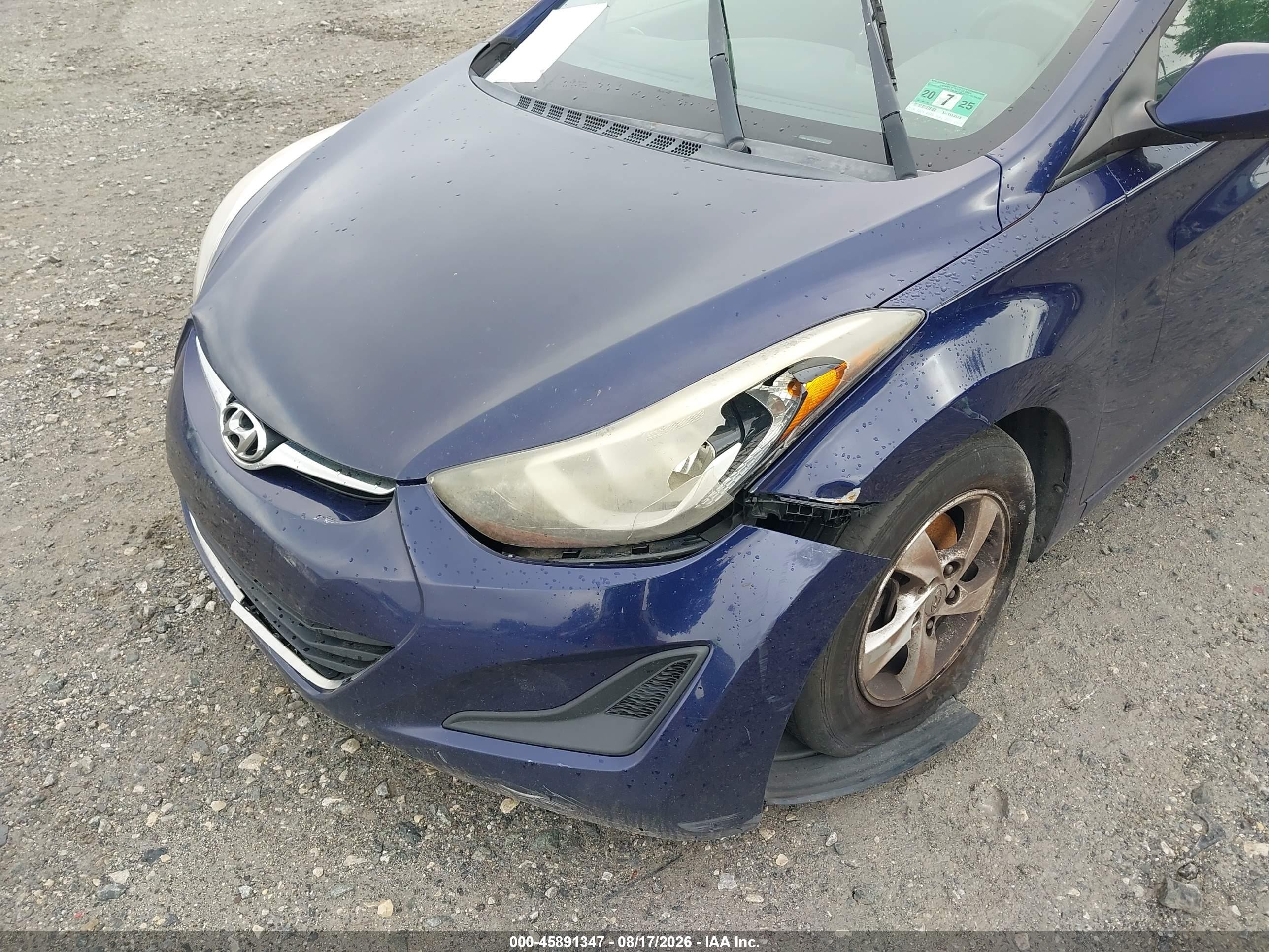 2014 Hyundai Elantra Se Blue vin: 5NPDH4AE2EH537717