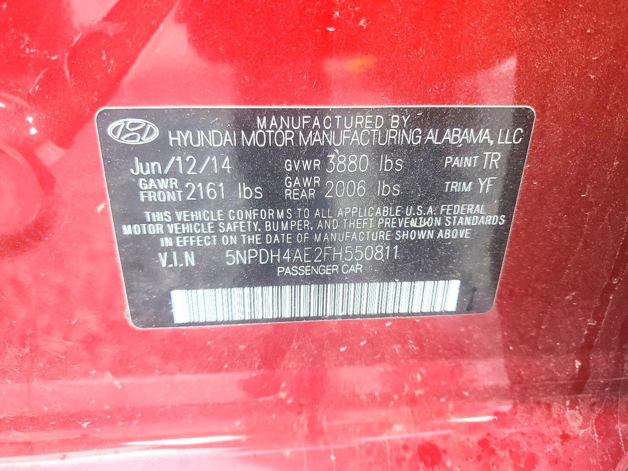 2015 Hyundai Elantra Limited Красный vin: 5NPDH4AE2FH550811