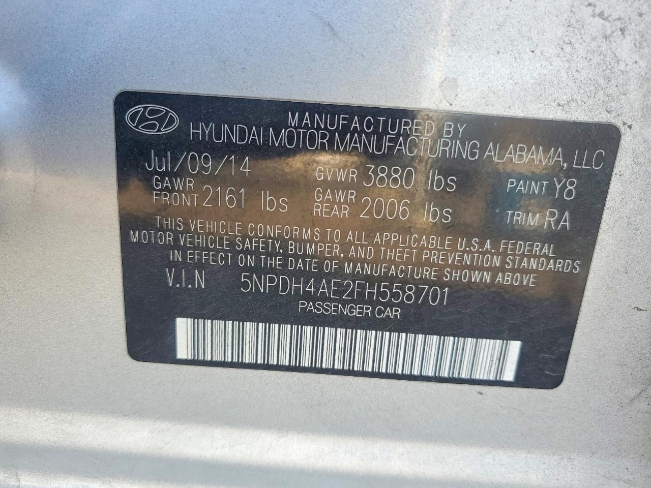 2015 Hyundai Elantra Se Silver vin: 5NPDH4AE2FH558701