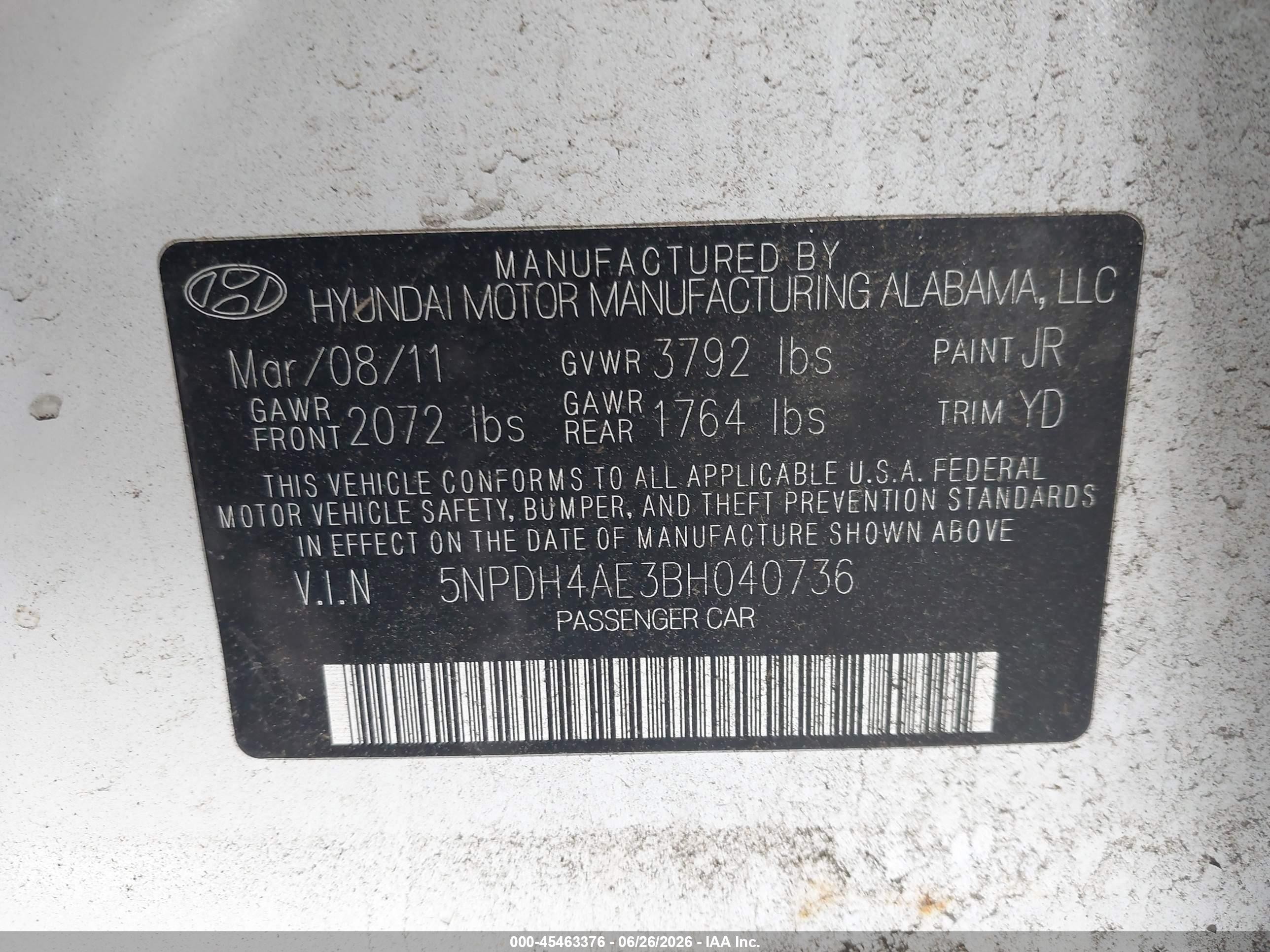 2011 Hyundai Elantra Gls White vin: 5NPDH4AE3BH040736