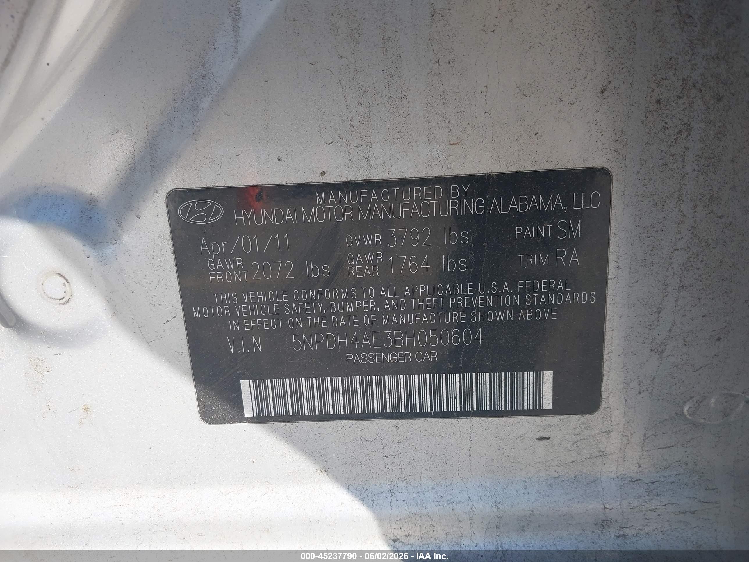 2011 Hyundai Elantra Gls Silver vin: 5NPDH4AE3BH050604