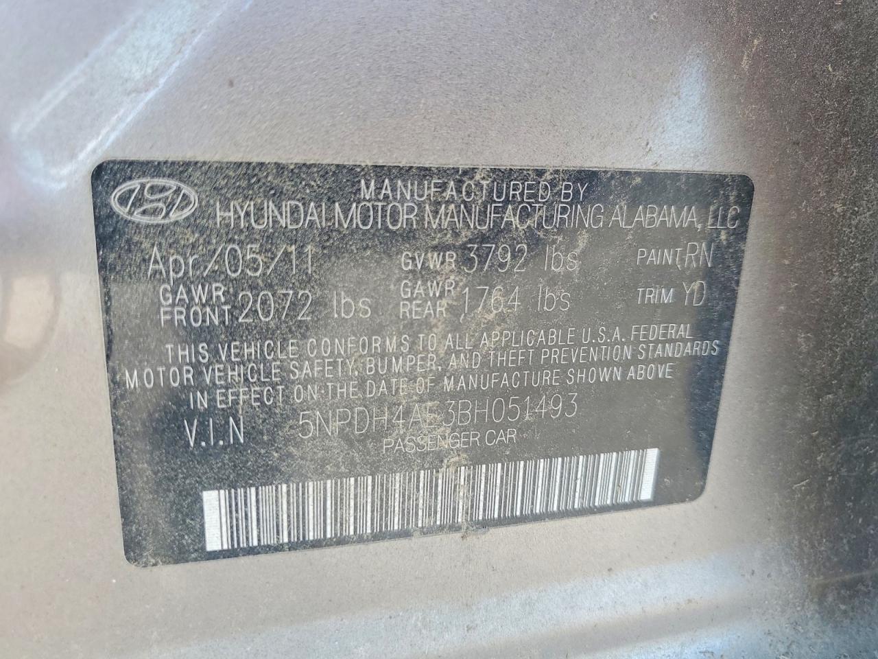 2011 Hyundai Elantra Gls Silver vin: 5NPDH4AE3BH051493