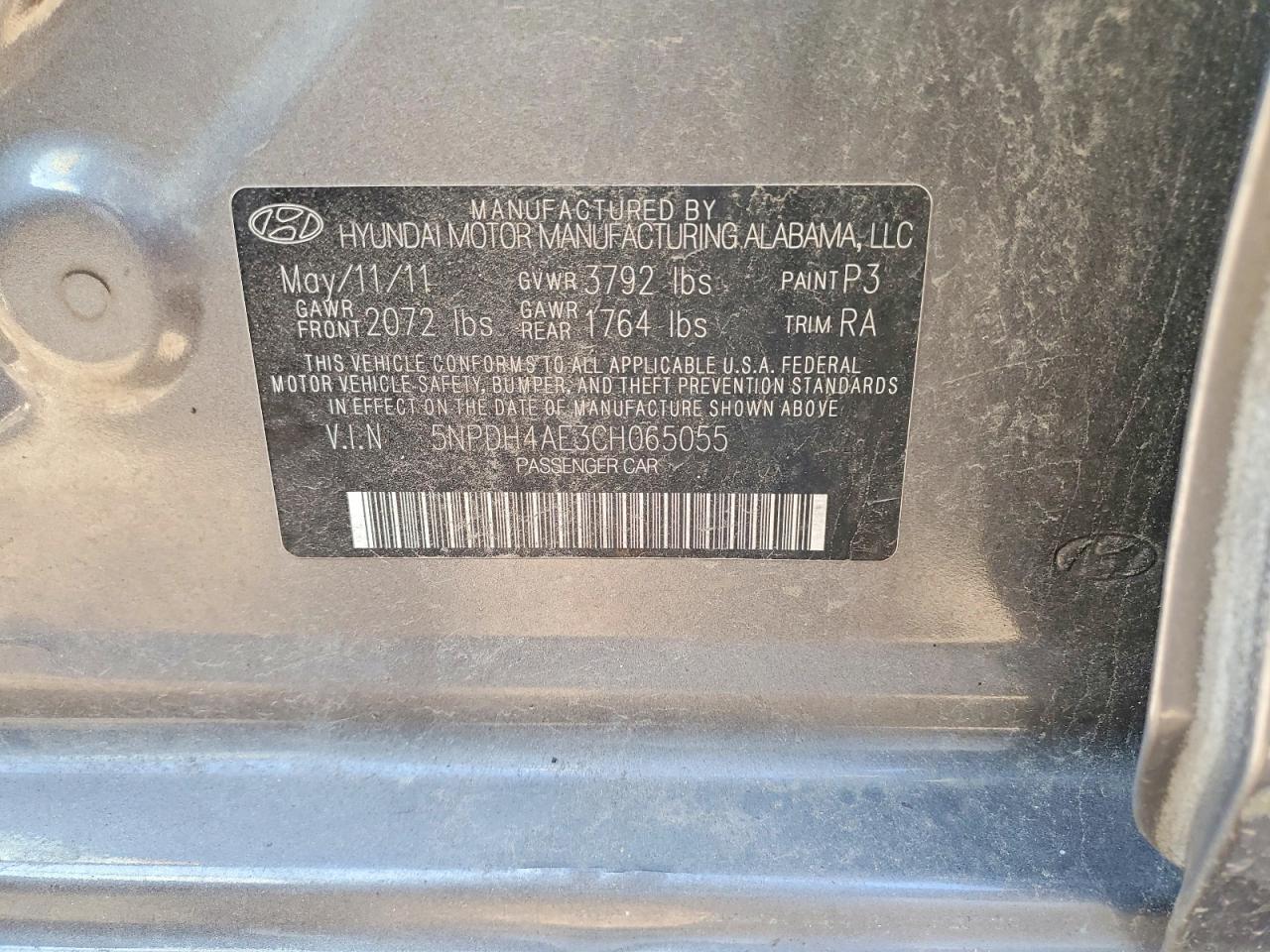 2012 Hyundai Elantra Gls Gray vin: 5NPDH4AE3CH065055