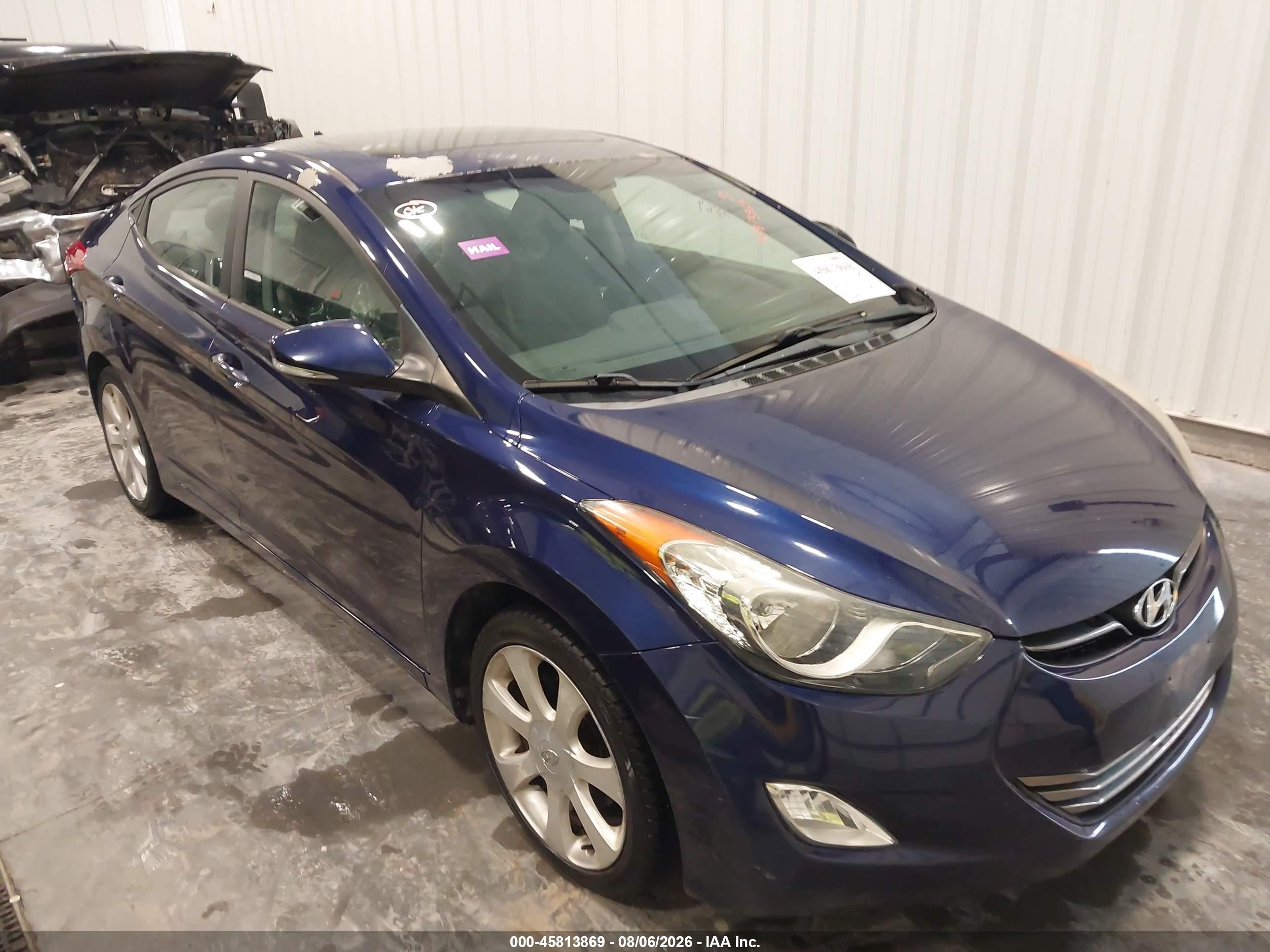 2012 Hyundai Elantra Limited Blue vin: 5NPDH4AE3CH095222