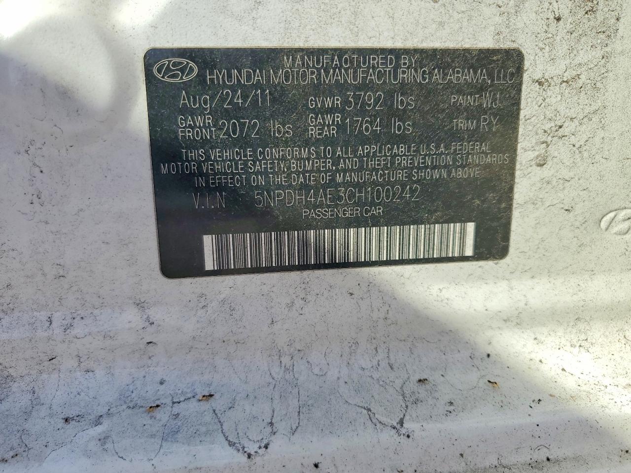 2012 Hyundai Elantra Limited White vin: 5NPDH4AE3CH100242