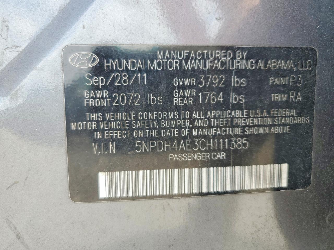2012 Hyundai Elantra Limited Gray vin: 5NPDH4AE3CH111385