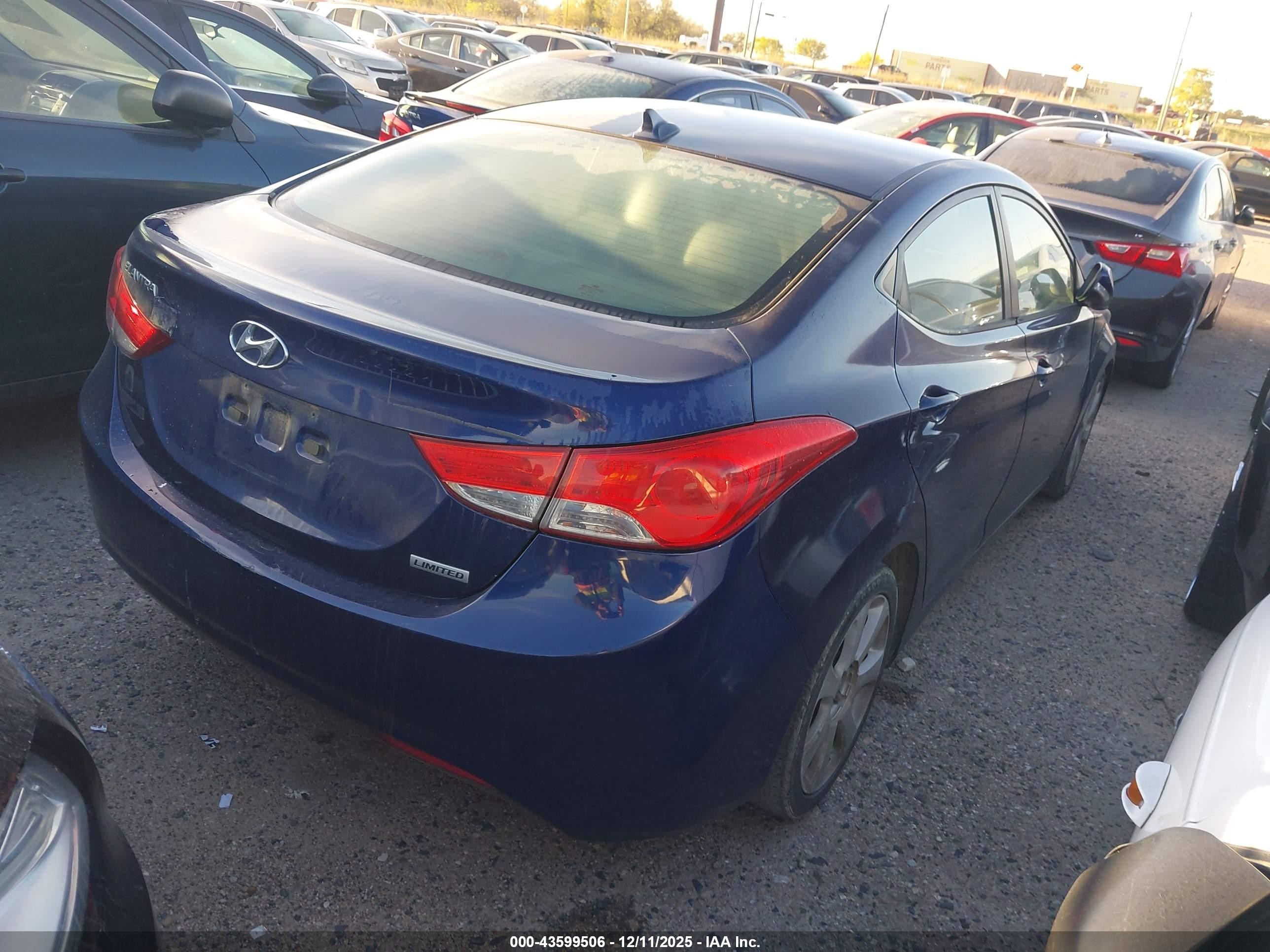 2012 Hyundai Elantra Limited Navy vin: 5NPDH4AE3CH111600