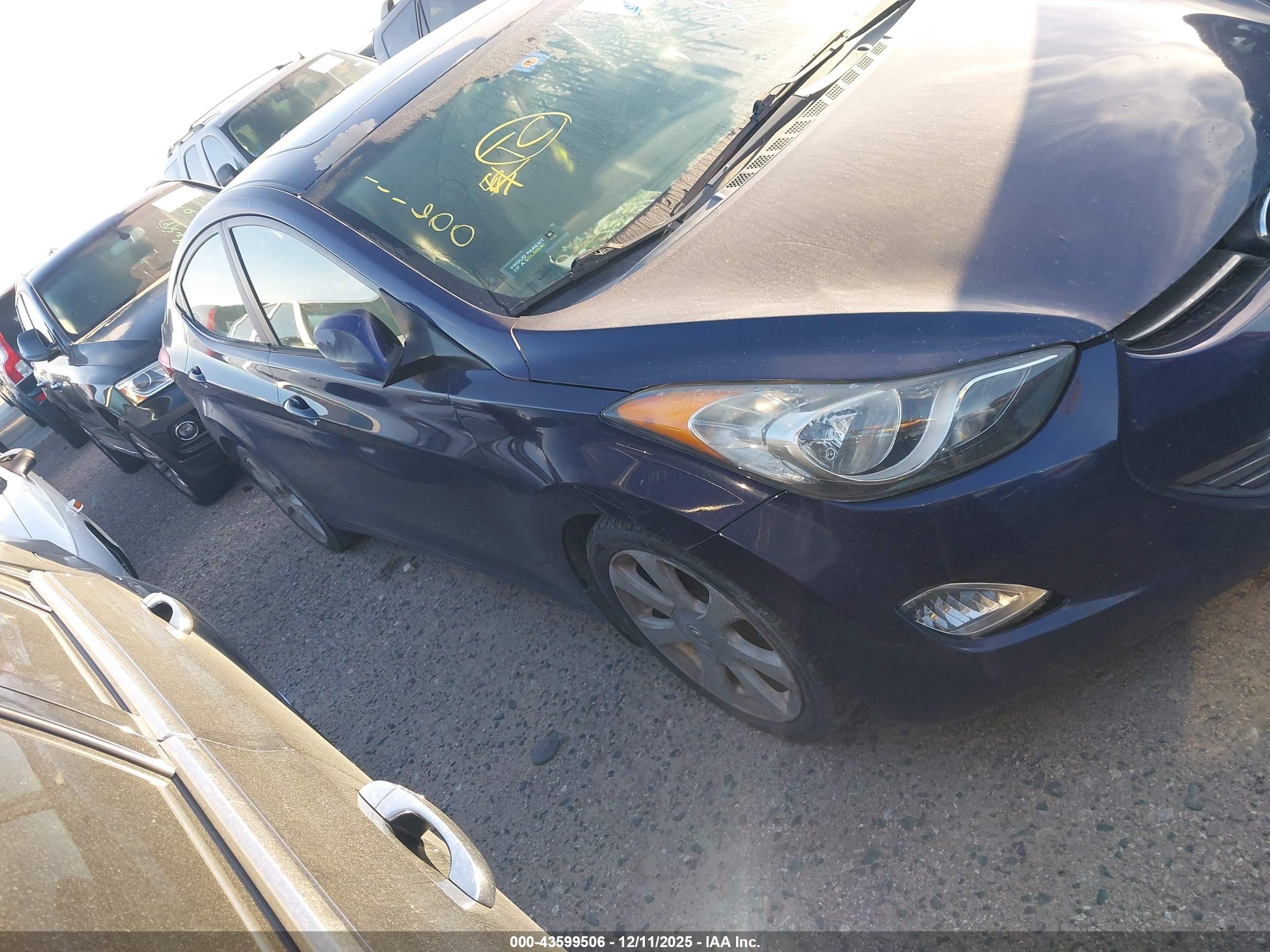 2012 Hyundai Elantra Limited Navy vin: 5NPDH4AE3CH111600