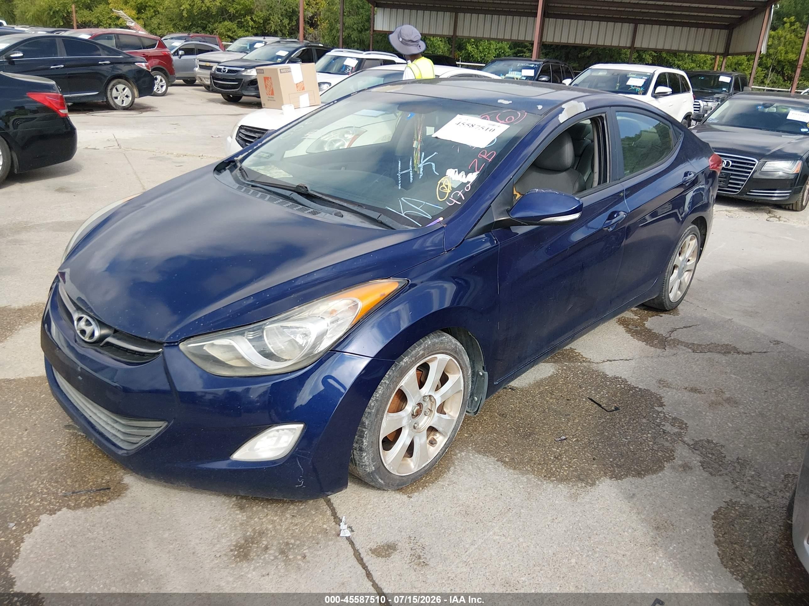 2012 Hyundai Elantra Limited Blue vin: 5NPDH4AE3CH111600