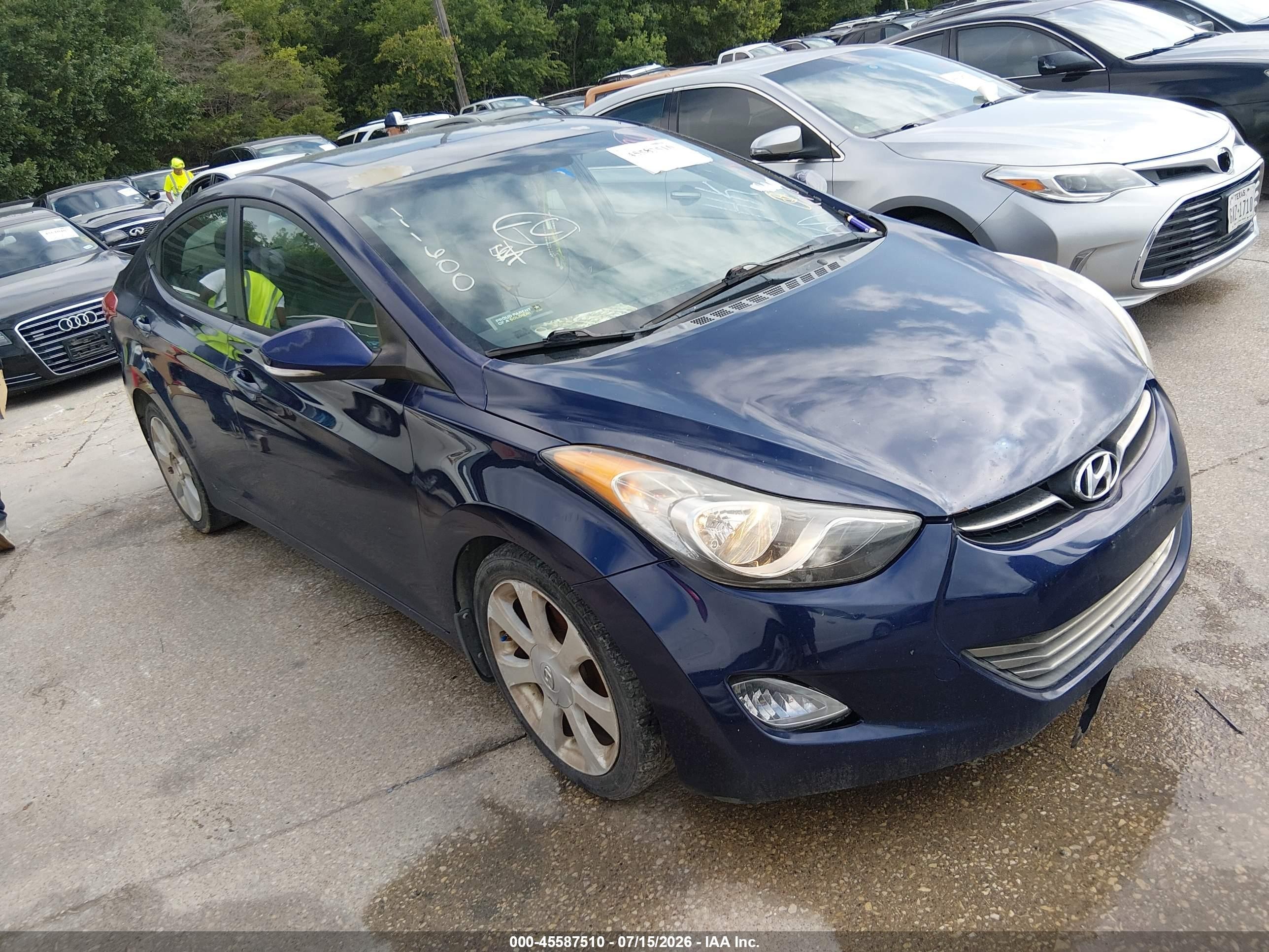 2012 Hyundai Elantra Limited Blue vin: 5NPDH4AE3CH111600