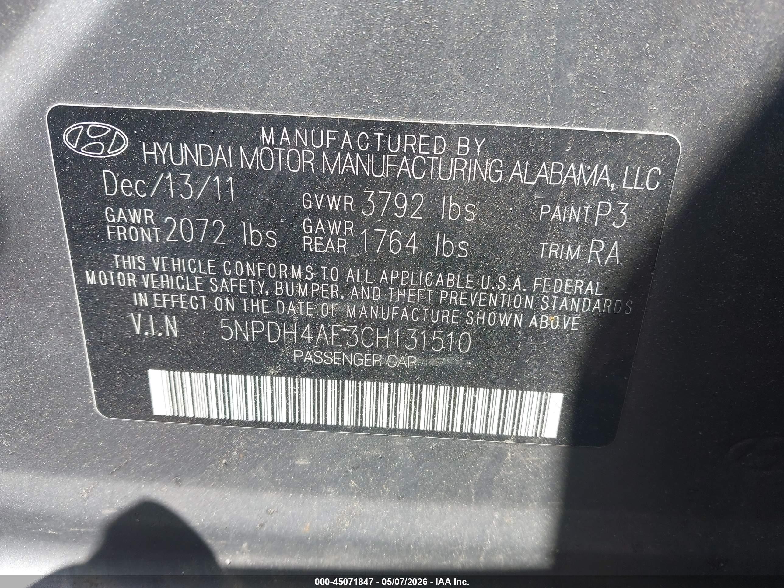 2012 Hyundai Elantra Gls Gray vin: 5NPDH4AE3CH131510