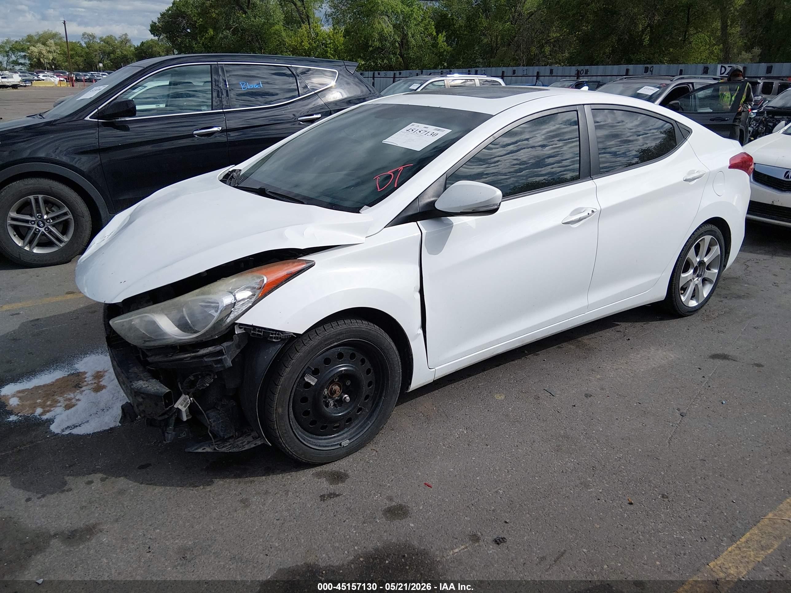 2012 Hyundai Elantra Limited White vin: 5NPDH4AE3CH142314