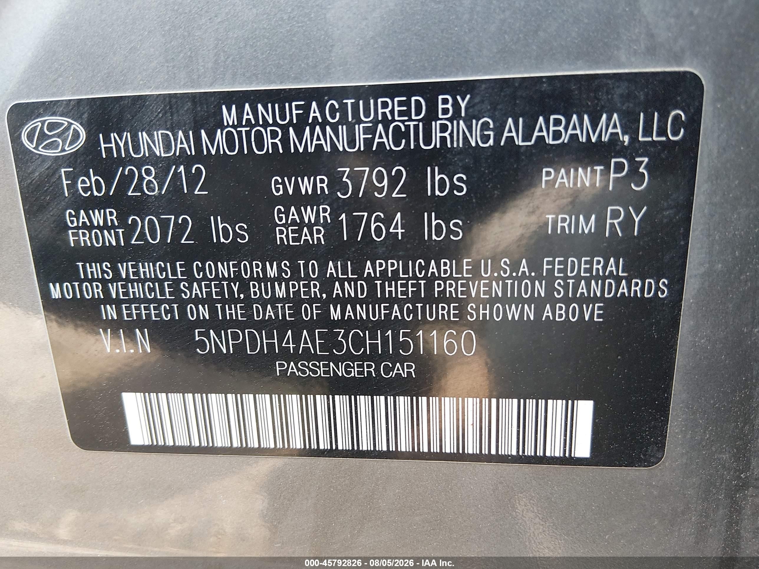 2012 Hyundai Elantra Limited Silver vin: 5NPDH4AE3CH151160