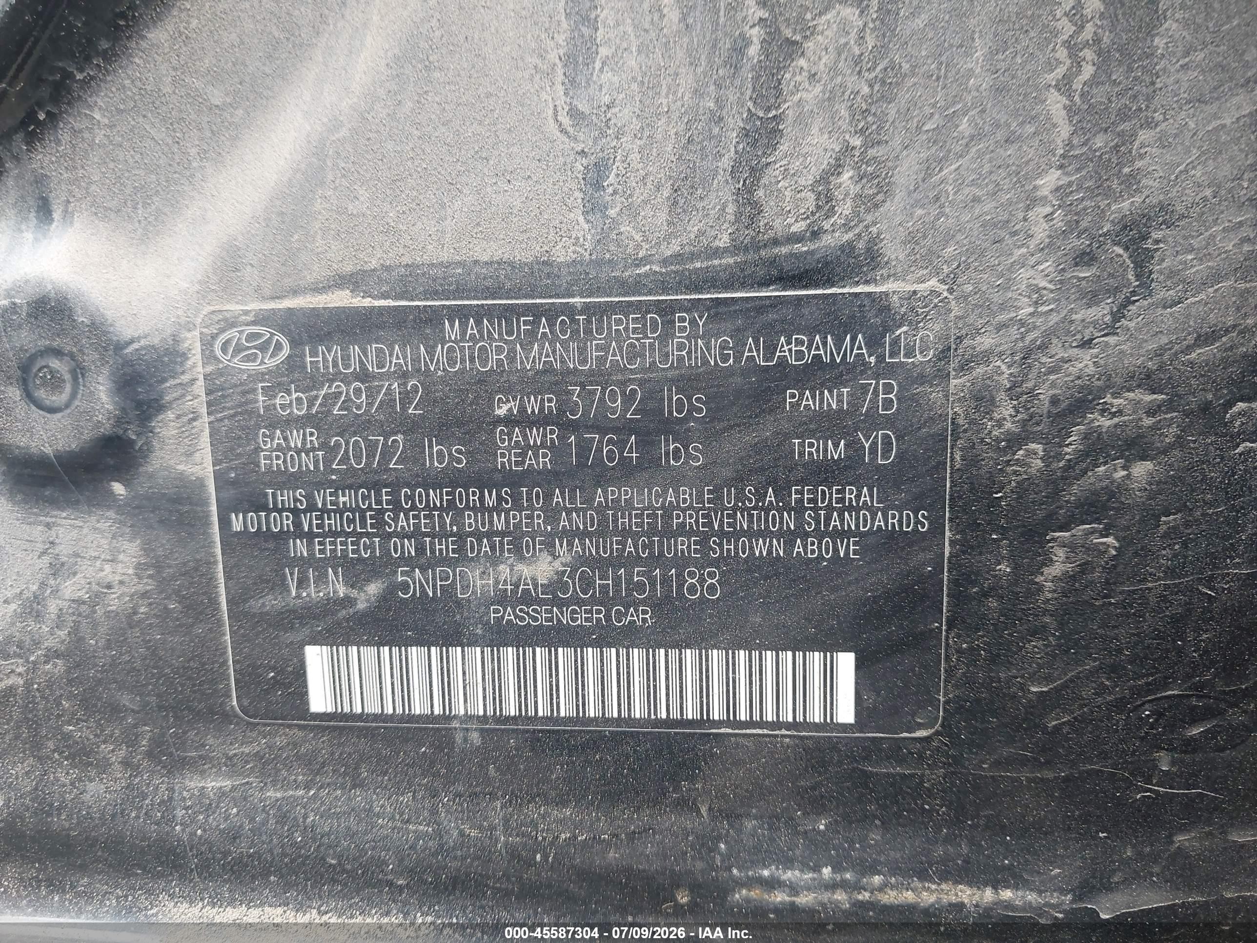 2012 Hyundai Elantra Limited Черный vin: 5NPDH4AE3CH151188