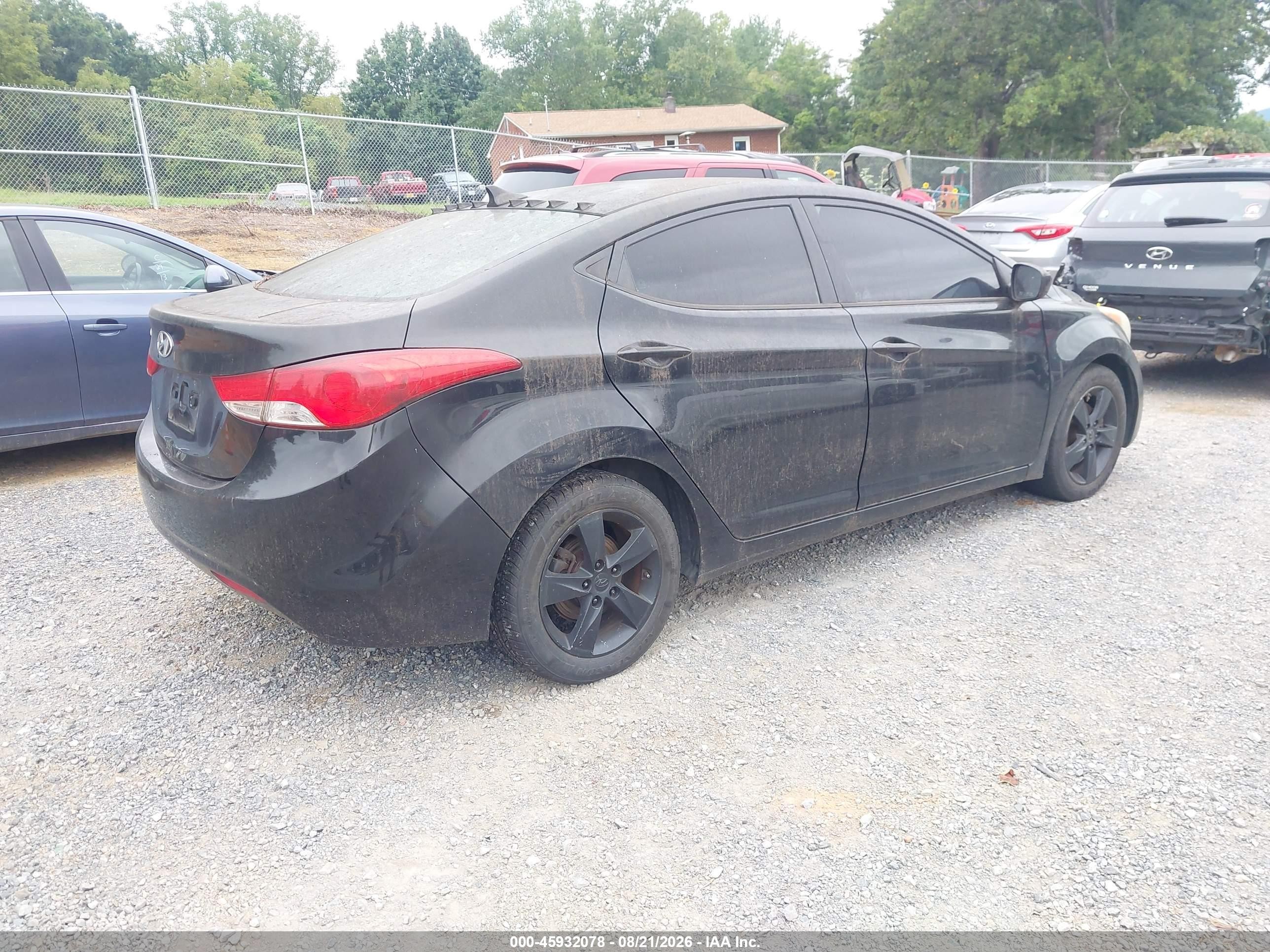 2013 Hyundai Elantra Gls Black vin: 5NPDH4AE3DH152150