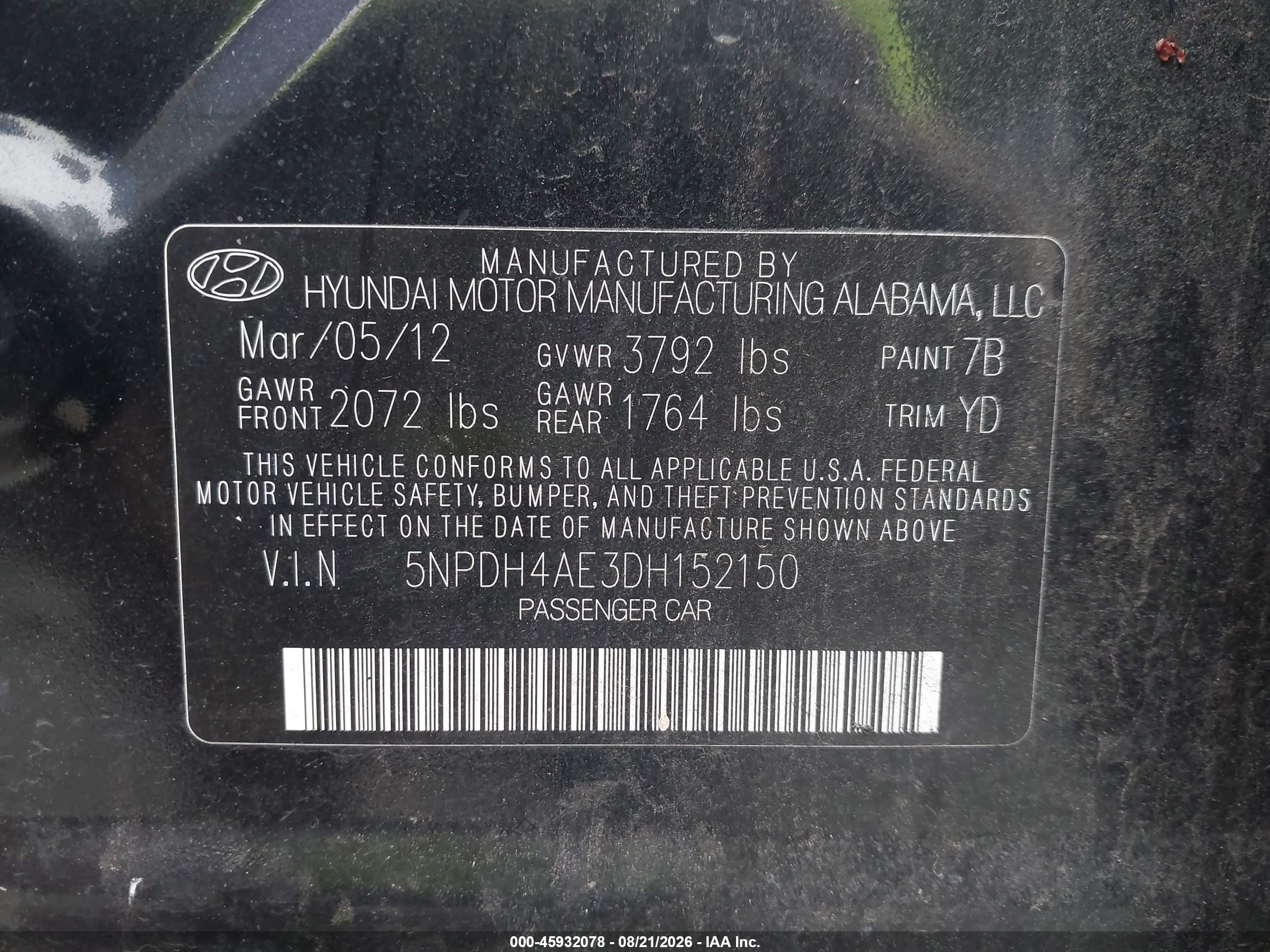 2013 Hyundai Elantra Gls Black vin: 5NPDH4AE3DH152150