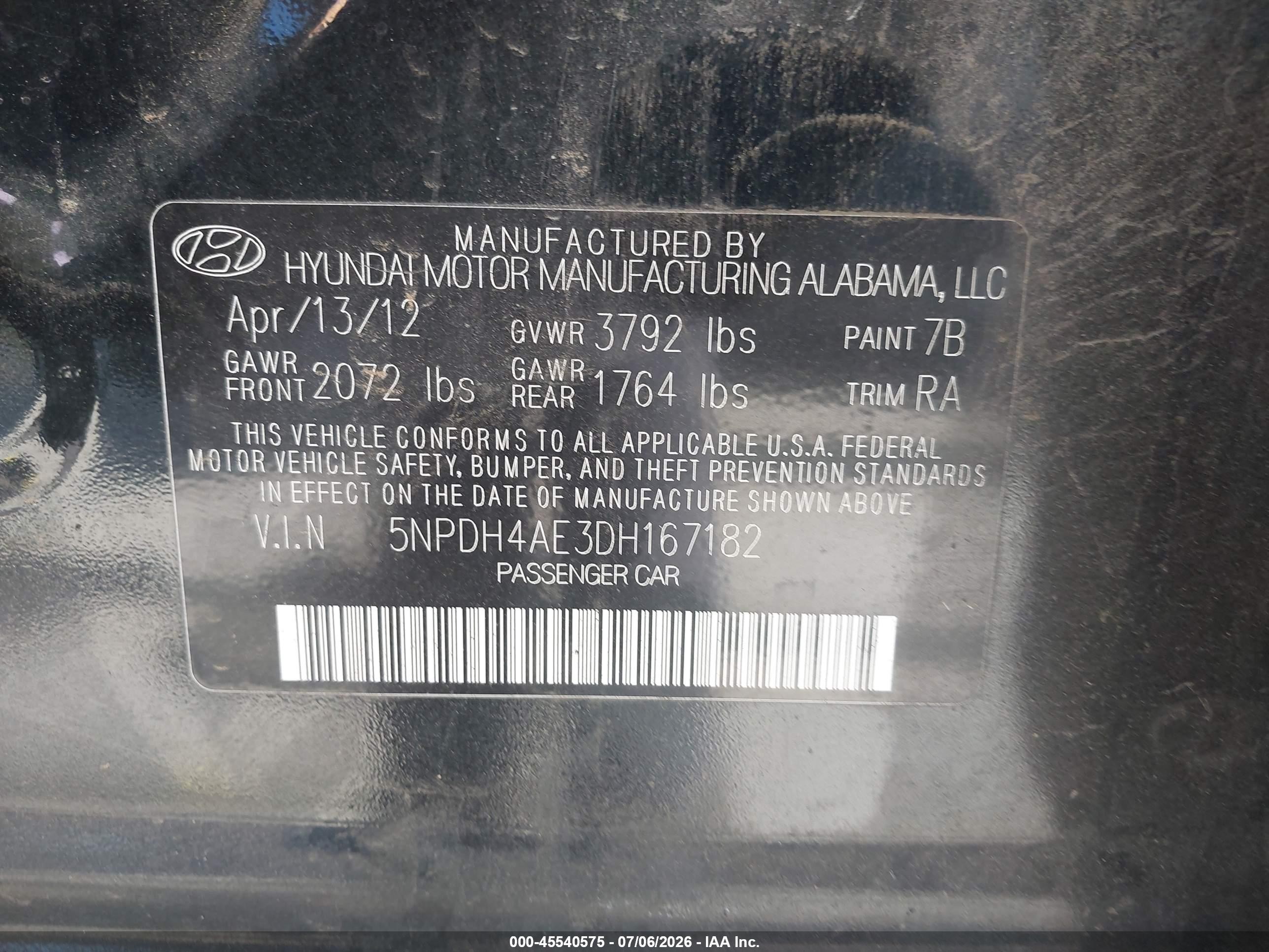 2013 Hyundai Elantra Gls Черный vin: 5NPDH4AE3DH167182