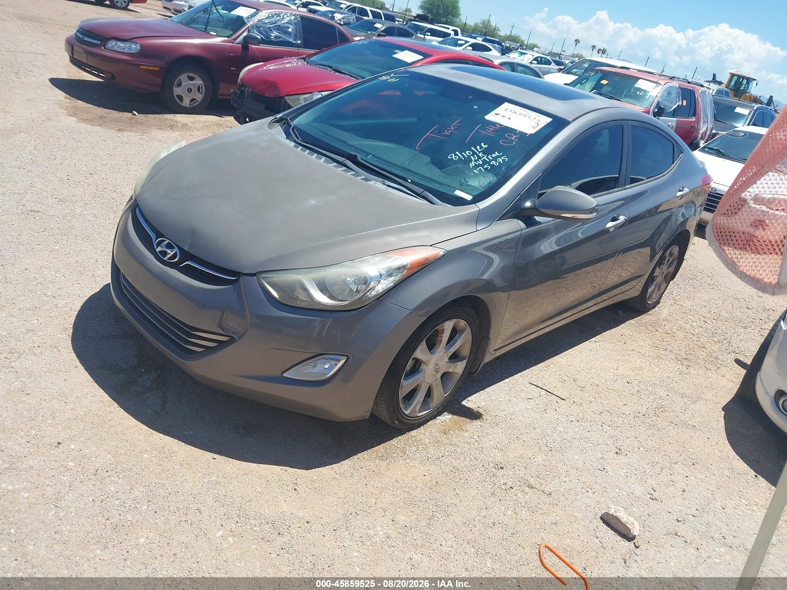2013 Hyundai Elantra Limited Gray vin: 5NPDH4AE3DH175895