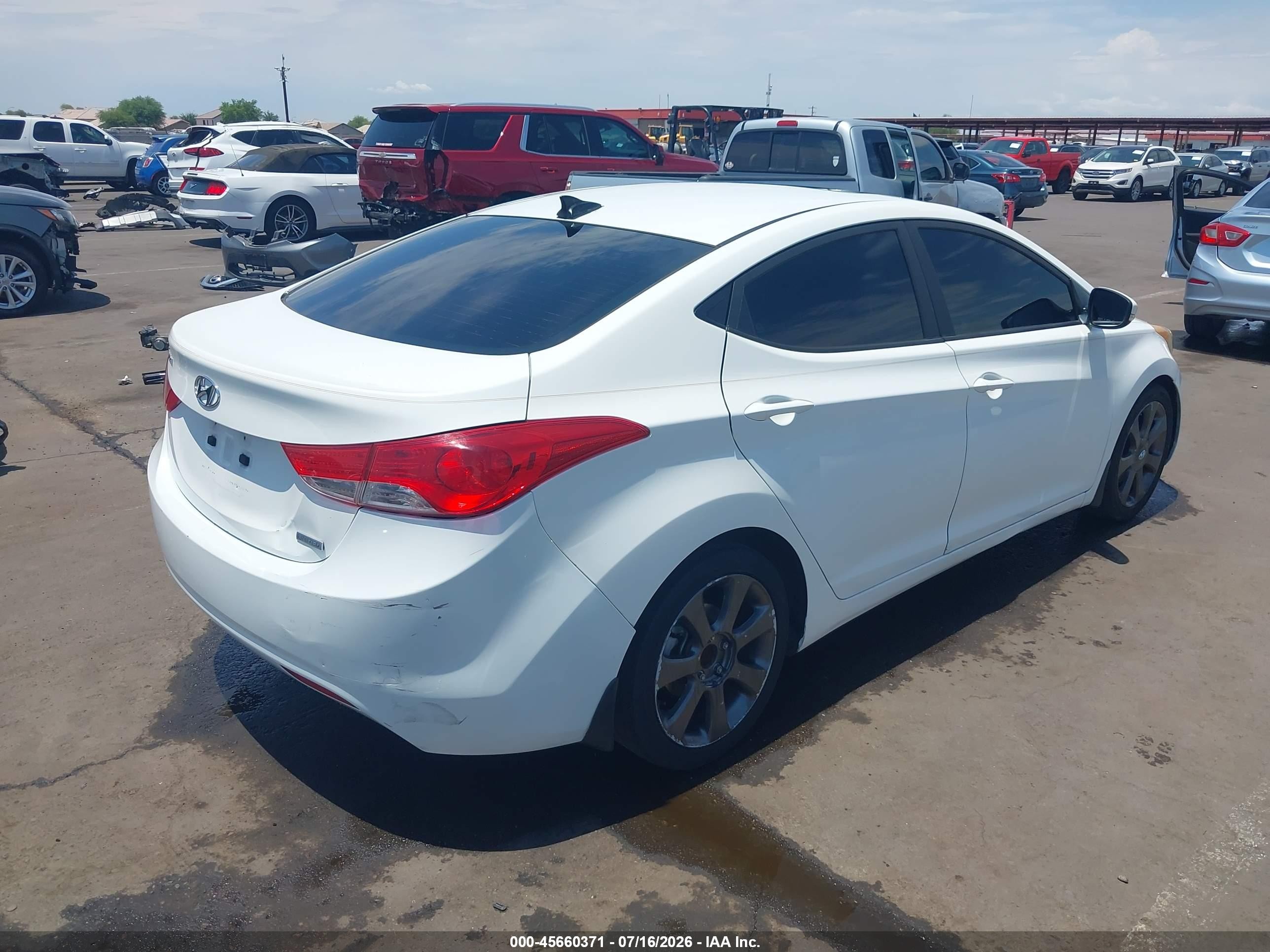 2013 Hyundai Elantra Limited White vin: 5NPDH4AE3DH196441