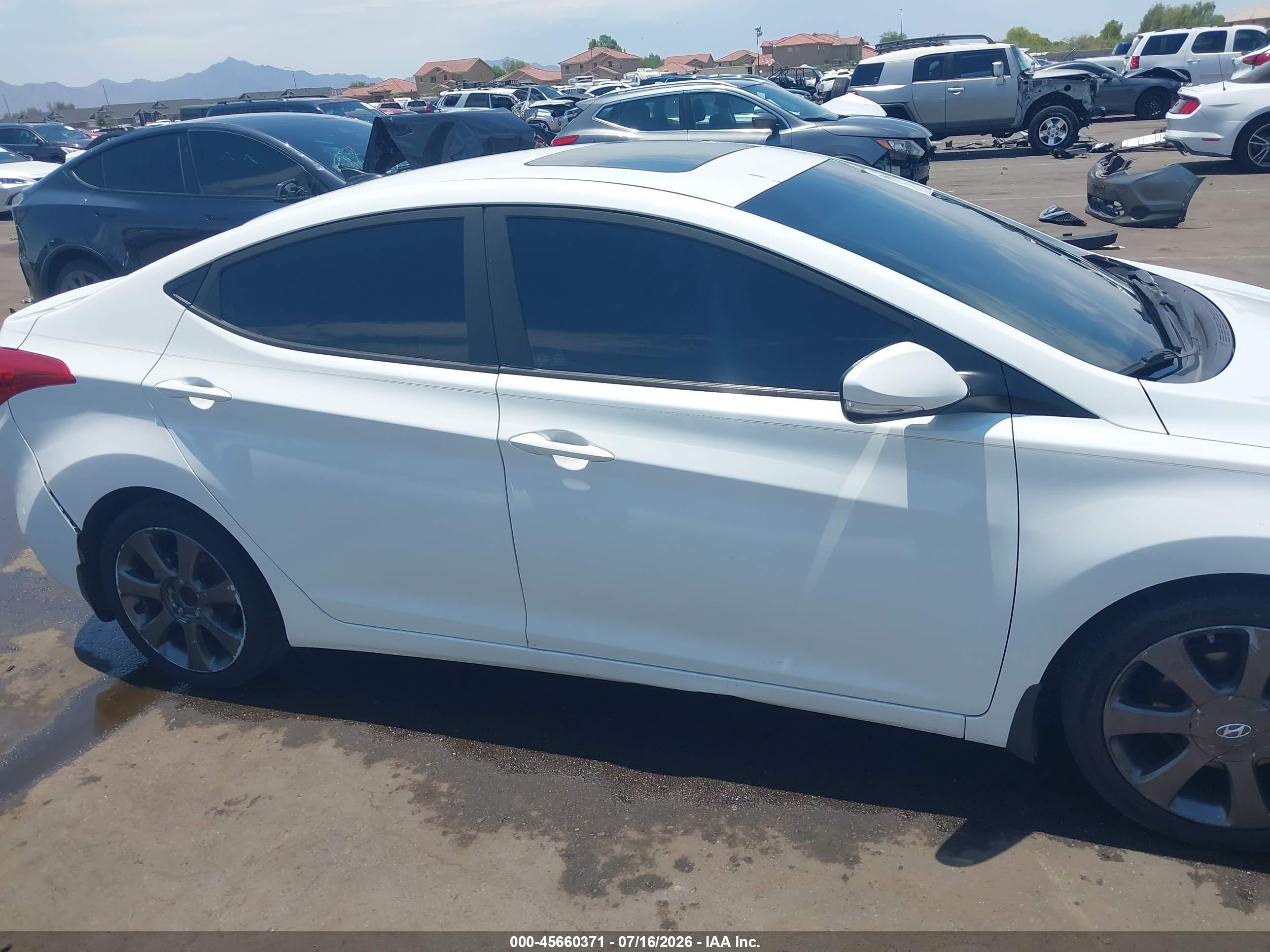 2013 Hyundai Elantra Limited White vin: 5NPDH4AE3DH196441