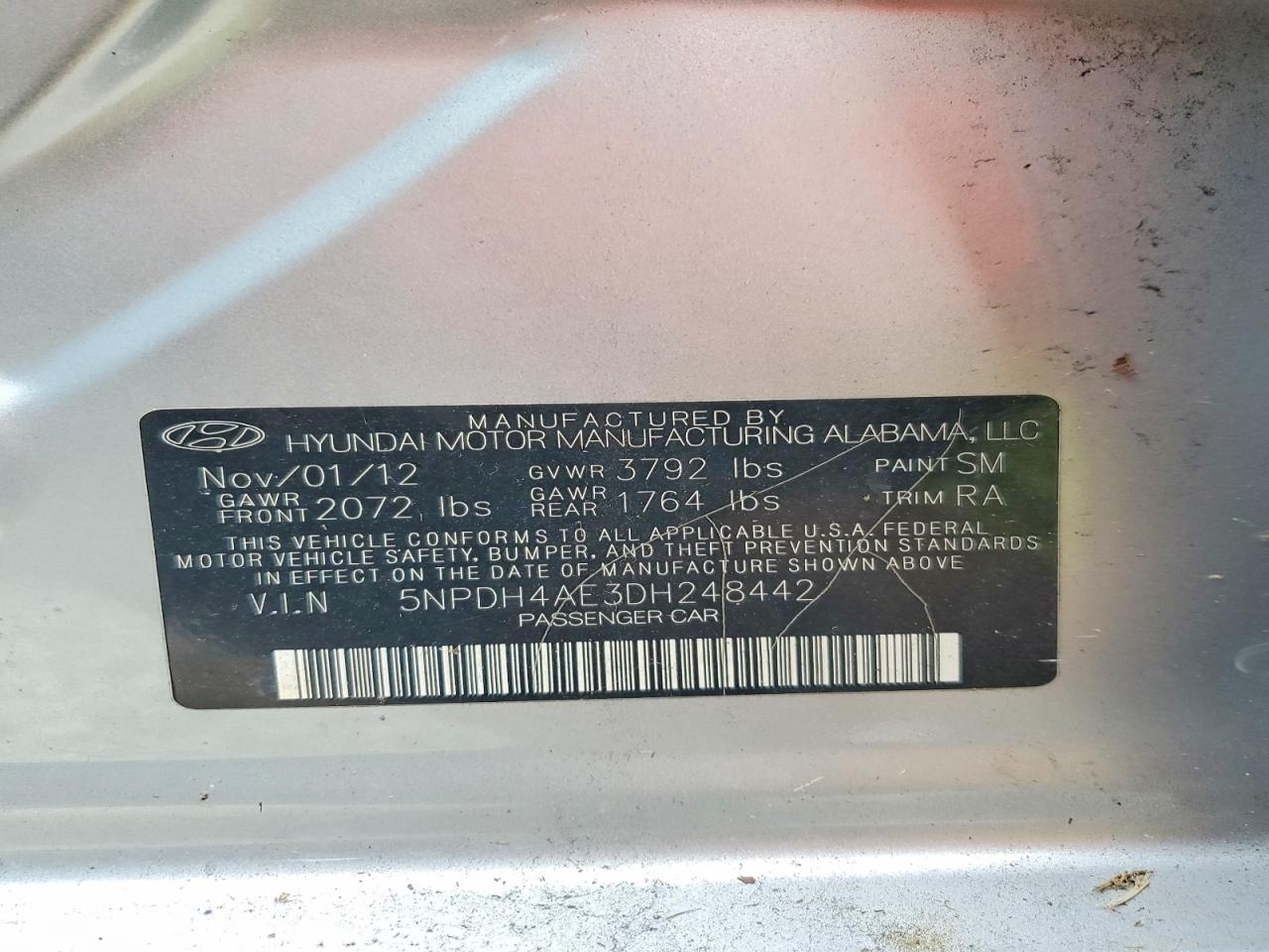 2013 Hyundai Elantra Limited Silver vin: 5NPDH4AE3DH248442