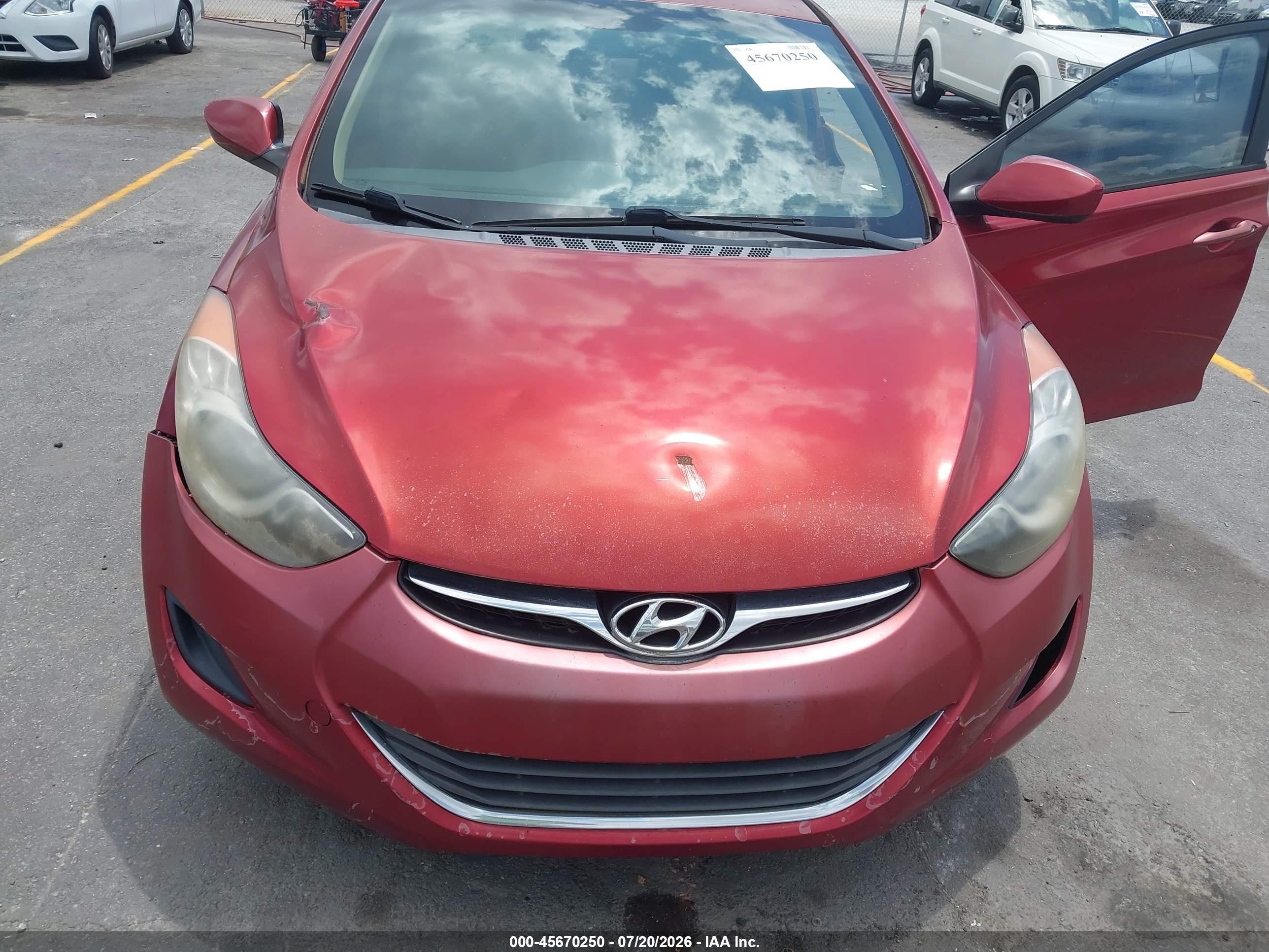 2013 Hyundai Elantra Gls Red vin: 5NPDH4AE3DH264284