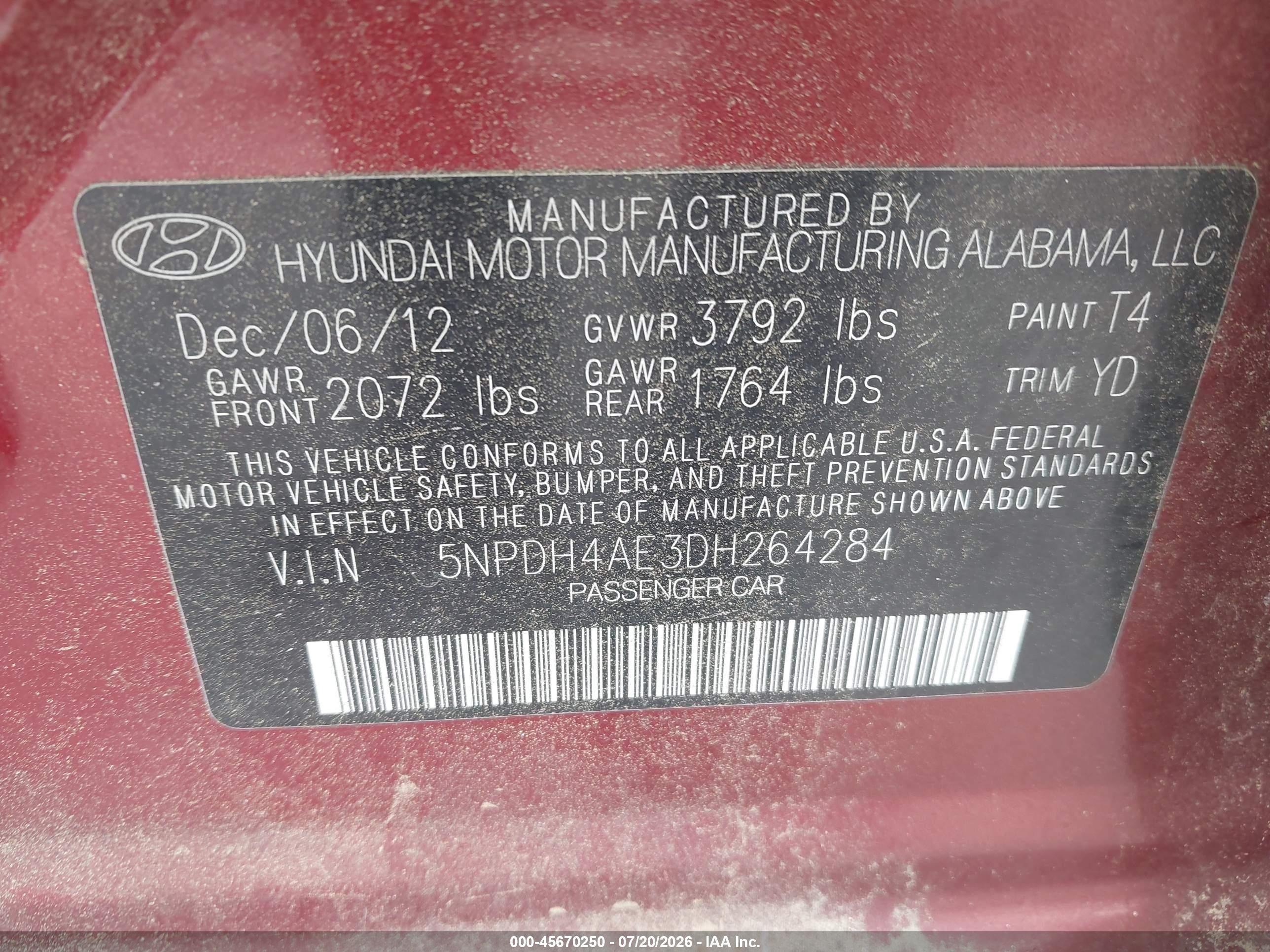 2013 Hyundai Elantra Gls Red vin: 5NPDH4AE3DH264284