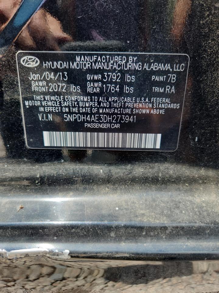 2013 Hyundai Elantra Gls Black vin: 5NPDH4AE3DH273941