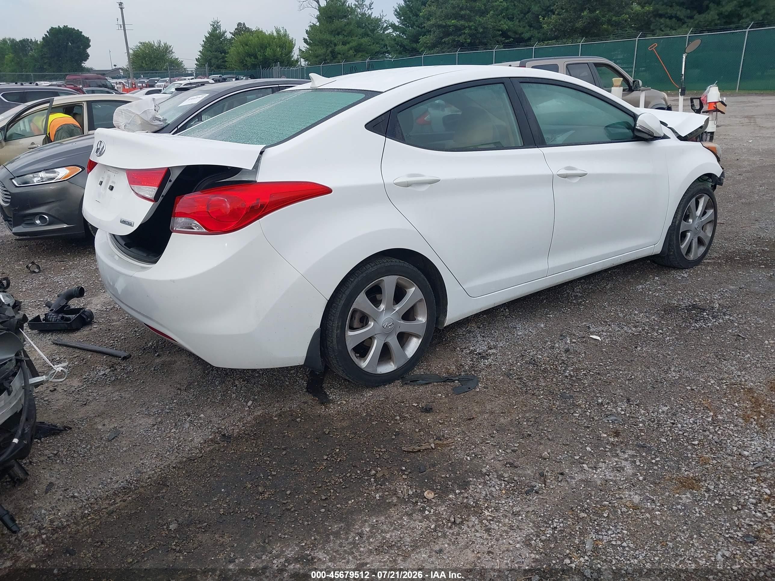 2013 Hyundai Elantra Limited White vin: 5NPDH4AE3DH292960