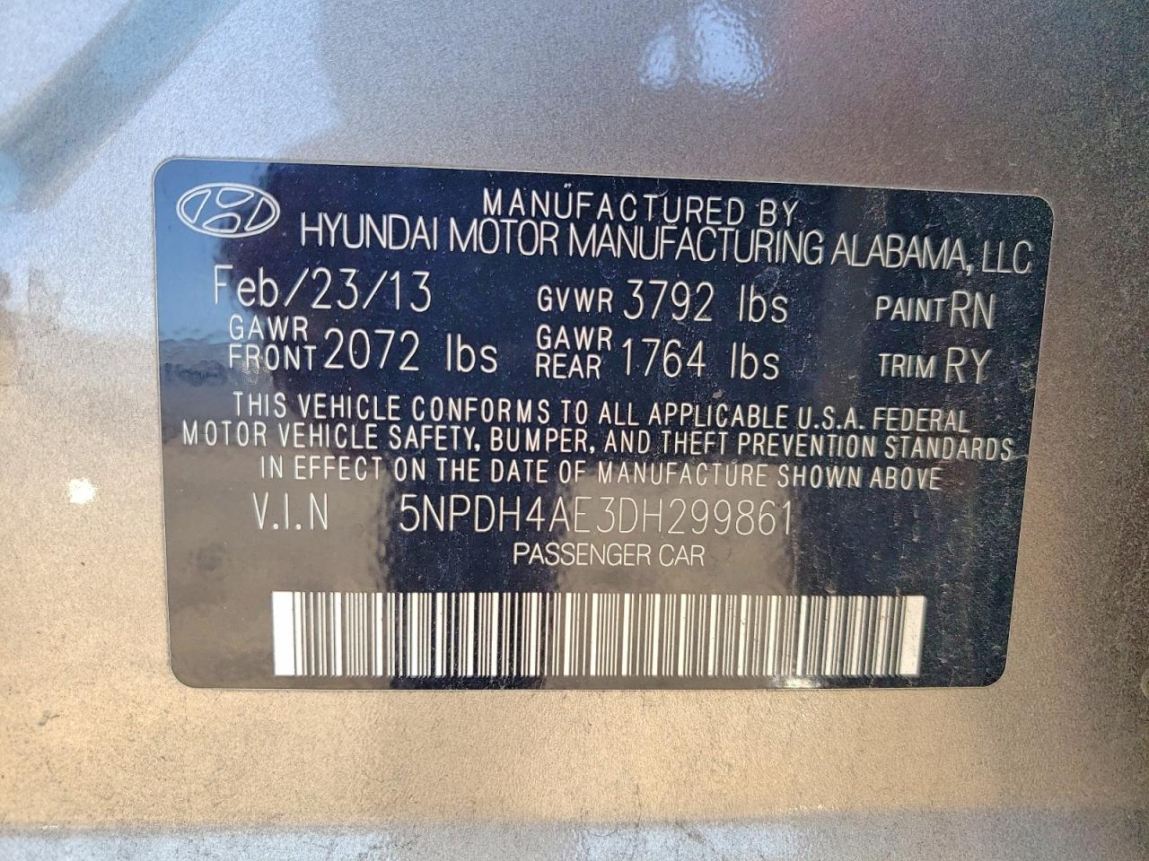2013 Hyundai Elantra Limited Tan vin: 5NPDH4AE3DH299861