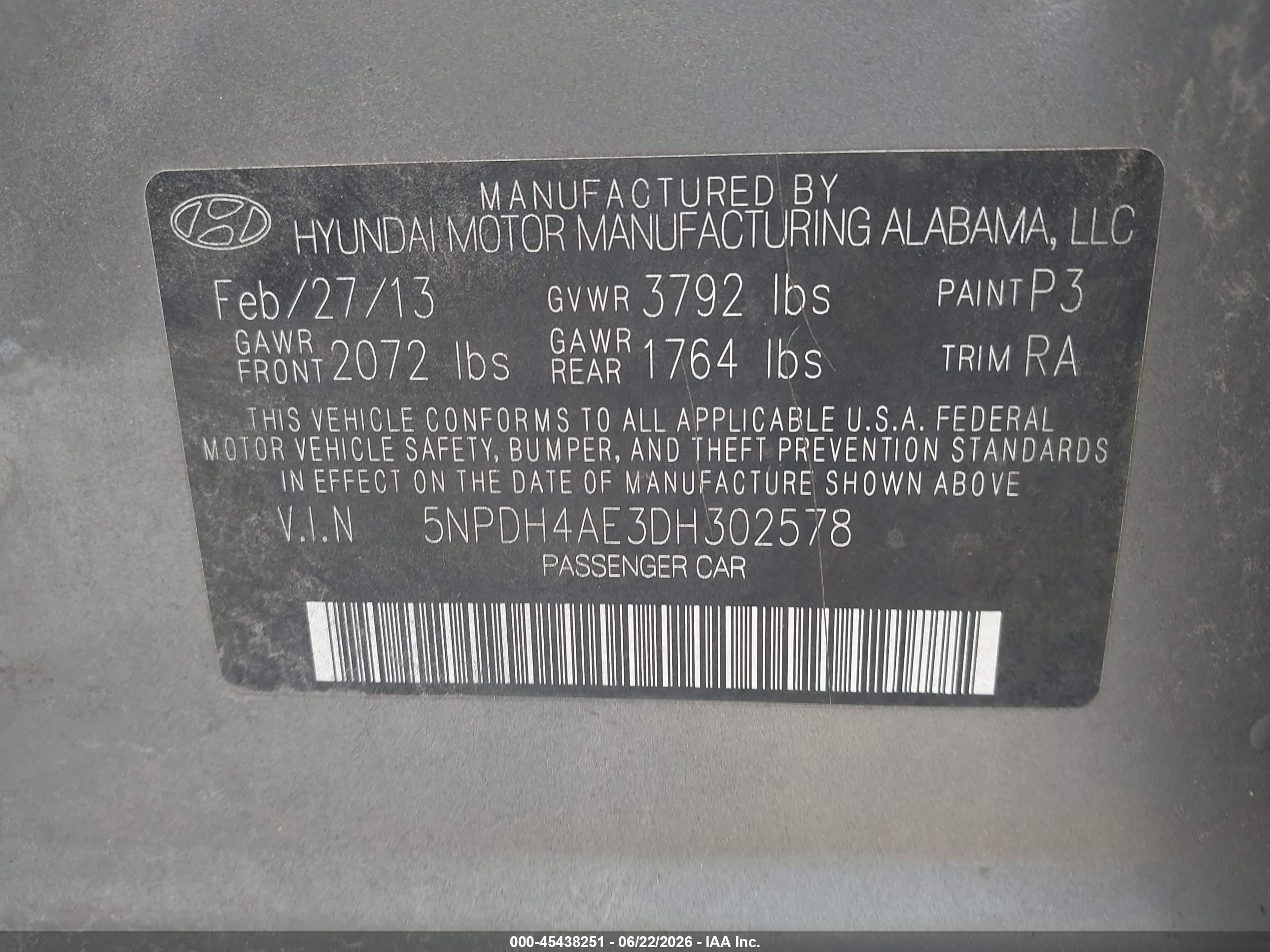 2013 Hyundai Elantra Limited Серый vin: 5NPDH4AE3DH302578