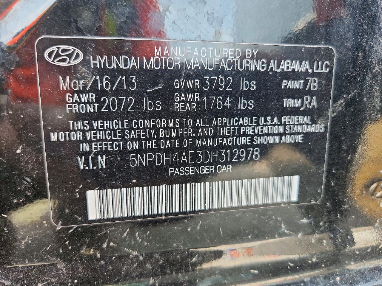 2013 Hyundai Elantra Gls Black vin: 5NPDH4AE3DH312978