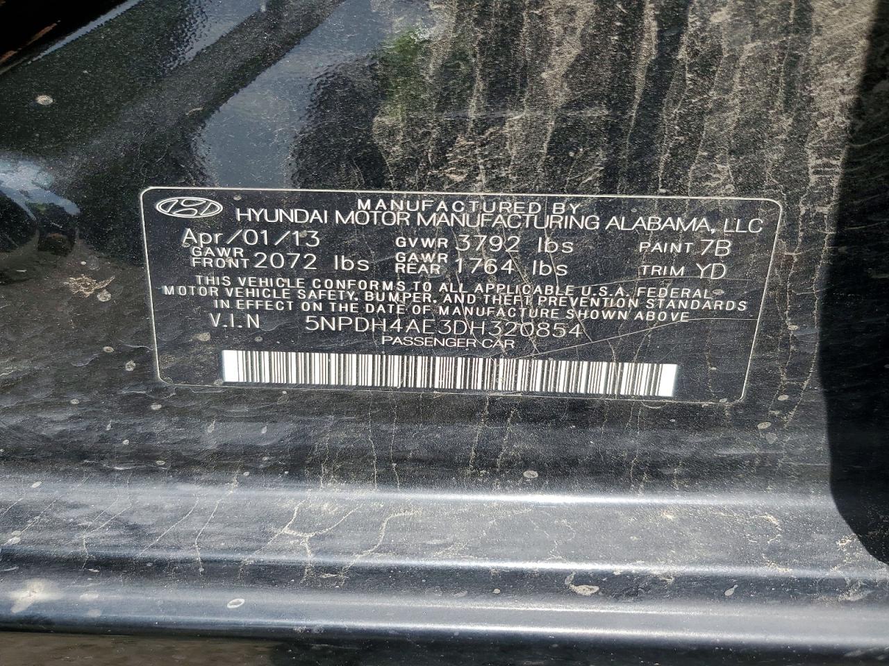2013 Hyundai Elantra Gls Black vin: 5NPDH4AE3DH320854