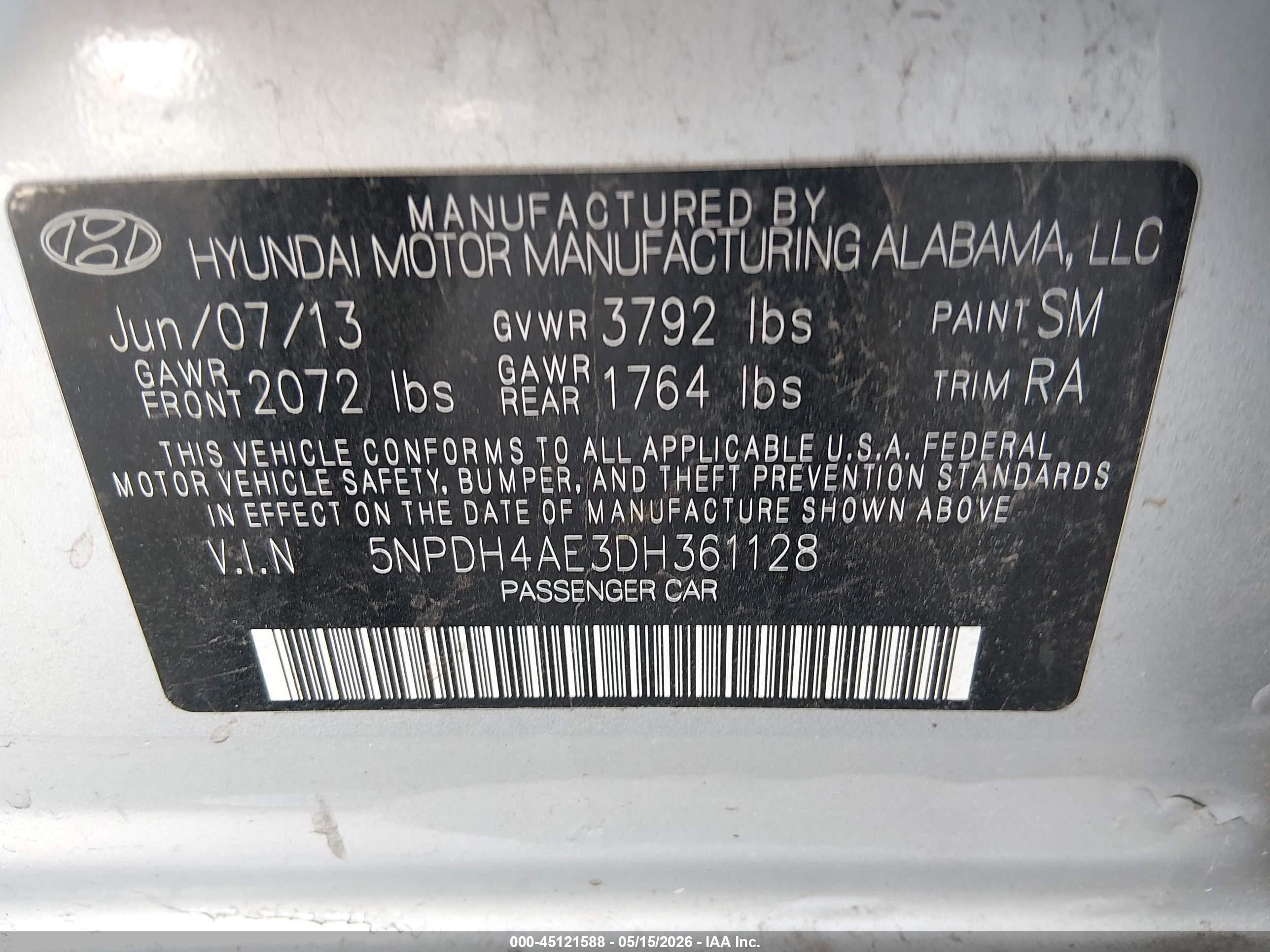 2013 Hyundai Elantra Gls Silver vin: 5NPDH4AE3DH361128