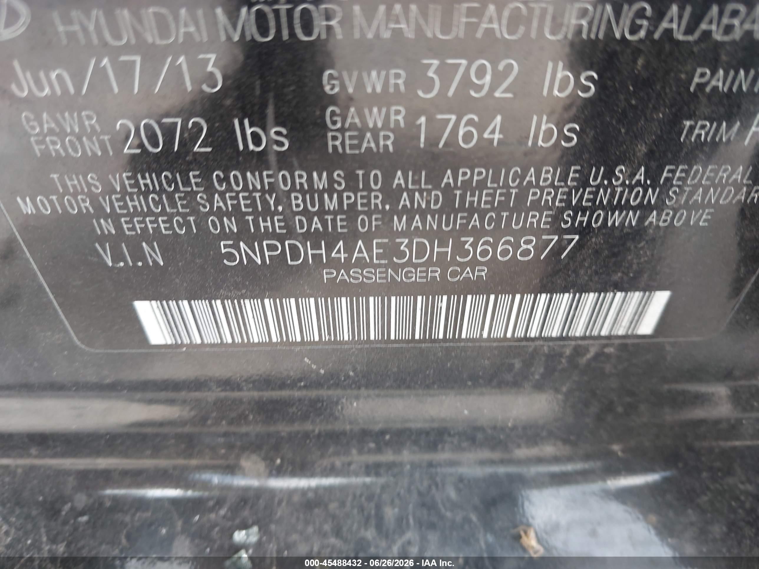2013 Hyundai Elantra Gls Black vin: 5NPDH4AE3DH366877