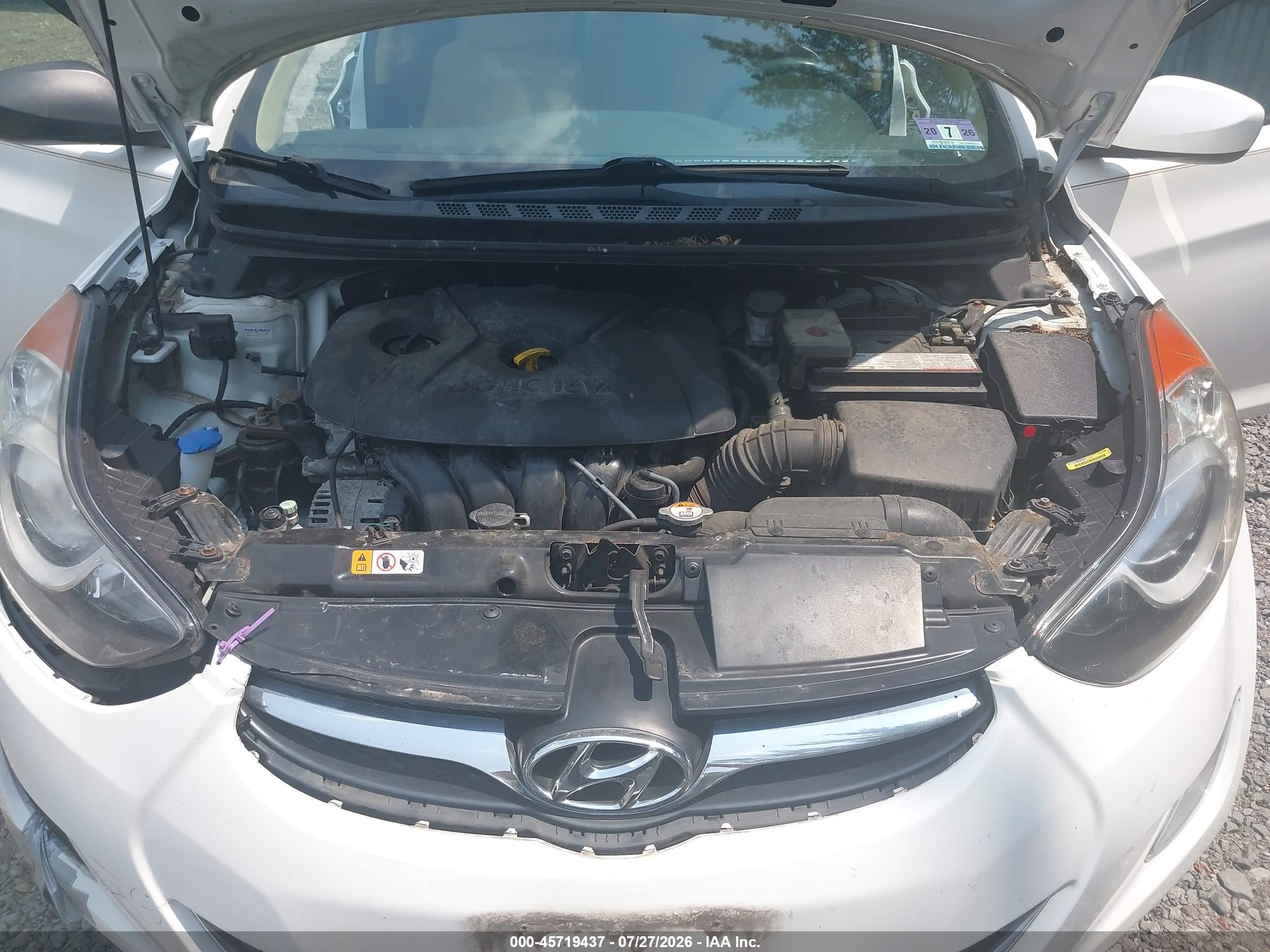2013 Hyundai Elantra Gls White vin: 5NPDH4AE3DH371030