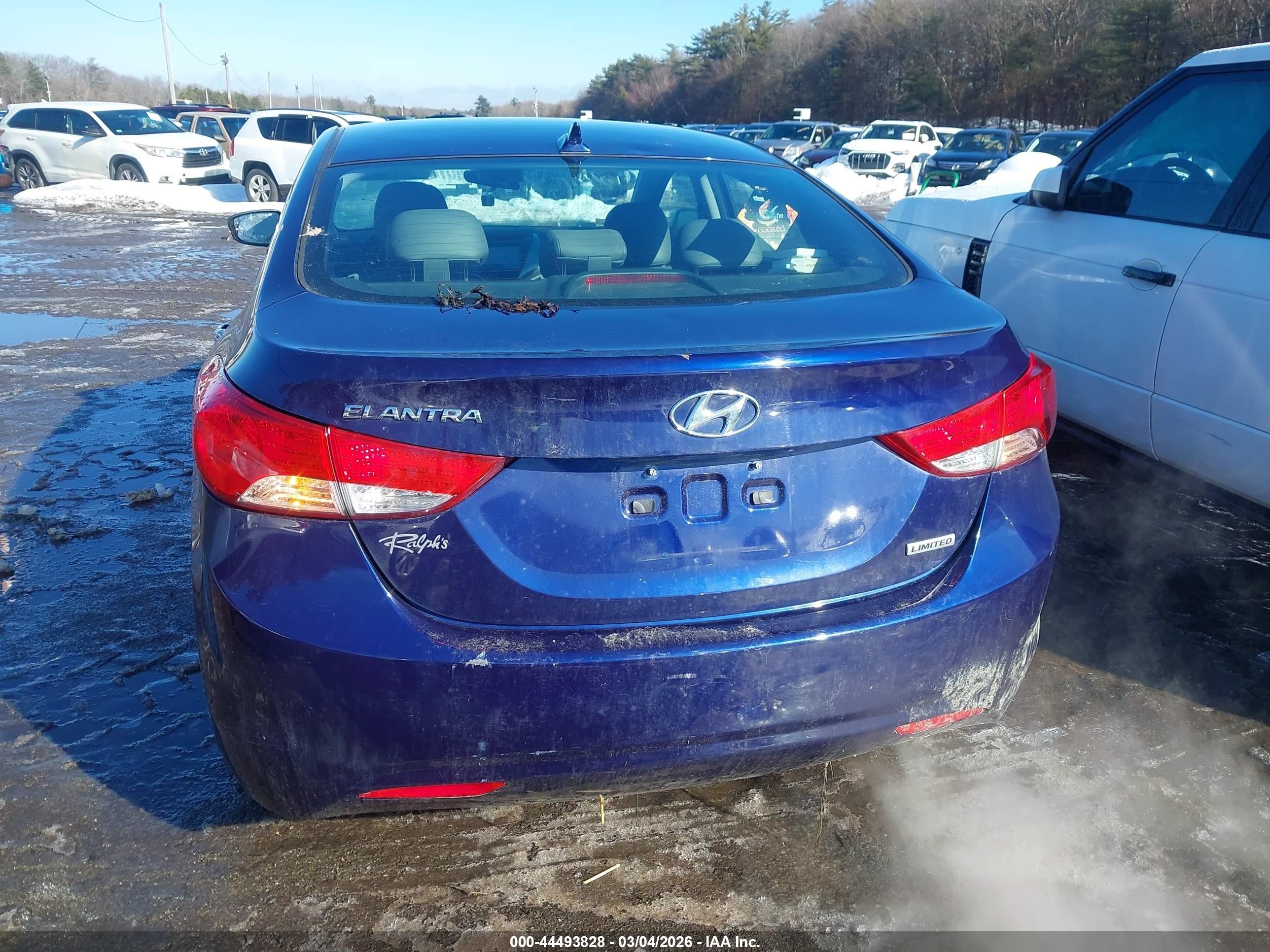 2013 Hyundai Elantra Limited Blue vin: 5NPDH4AE3DH382996