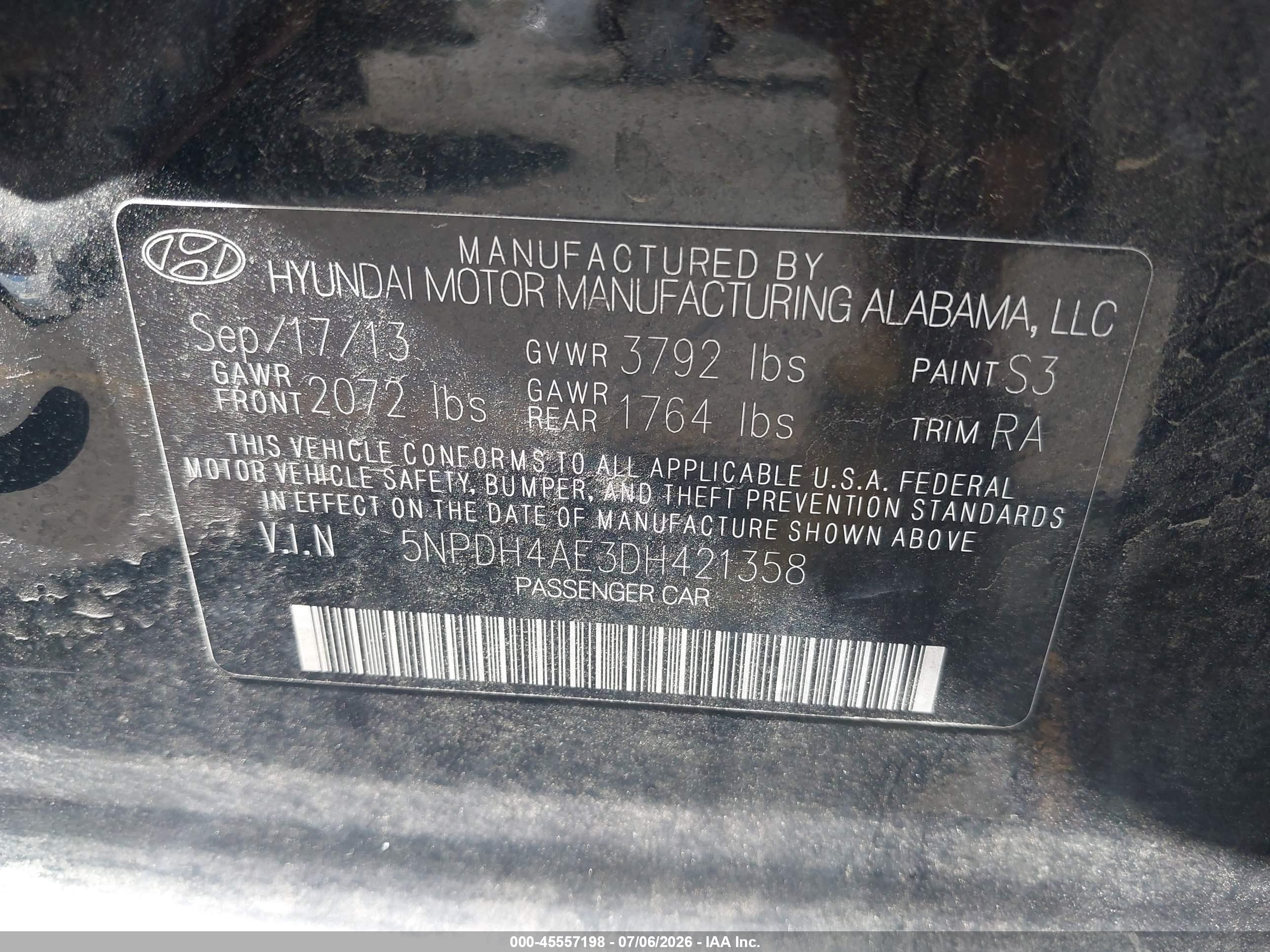 2013 Hyundai Elantra Gls Black vin: 5NPDH4AE3DH421358