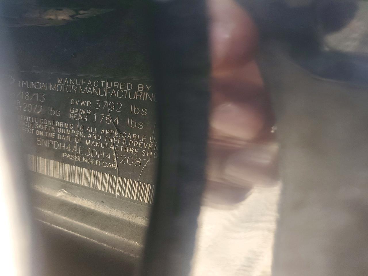 2013 Hyundai Elantra Gls Burn vin: 5NPDH4AE3DH422087