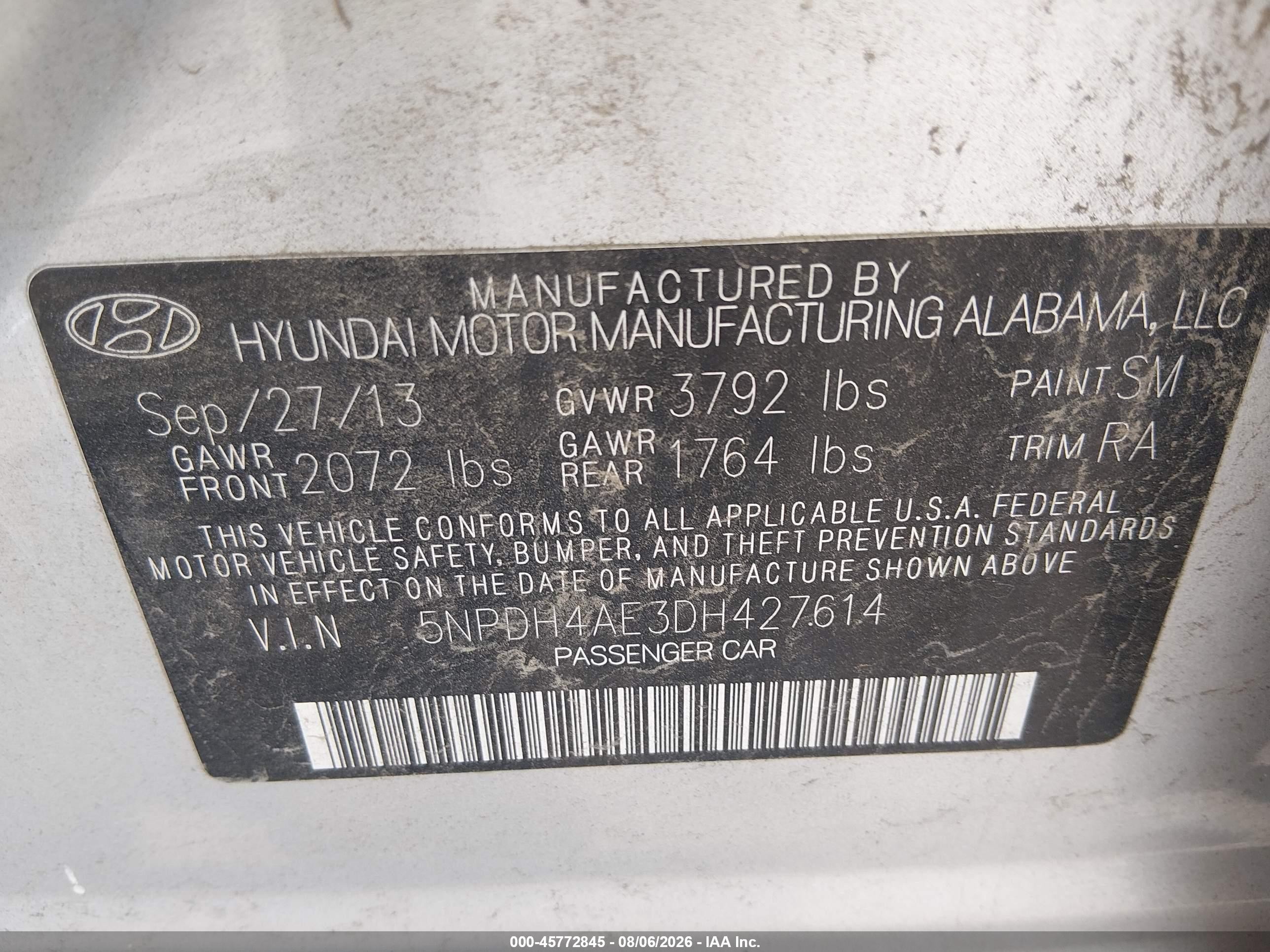 2013 Hyundai Elantra Gls Silver vin: 5NPDH4AE3DH427614