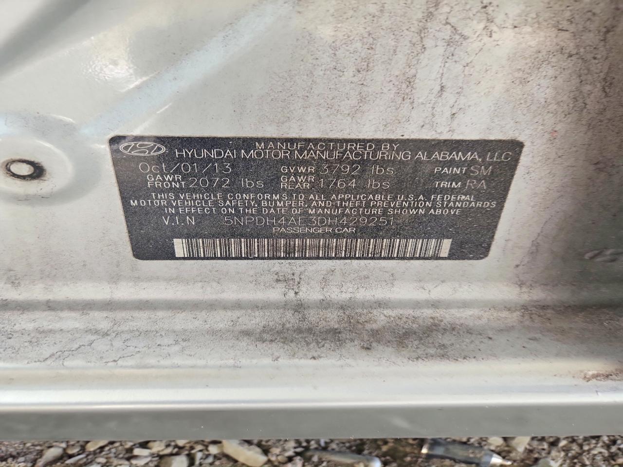 2013 Hyundai Elantra Gls Silver vin: 5NPDH4AE3DH429251