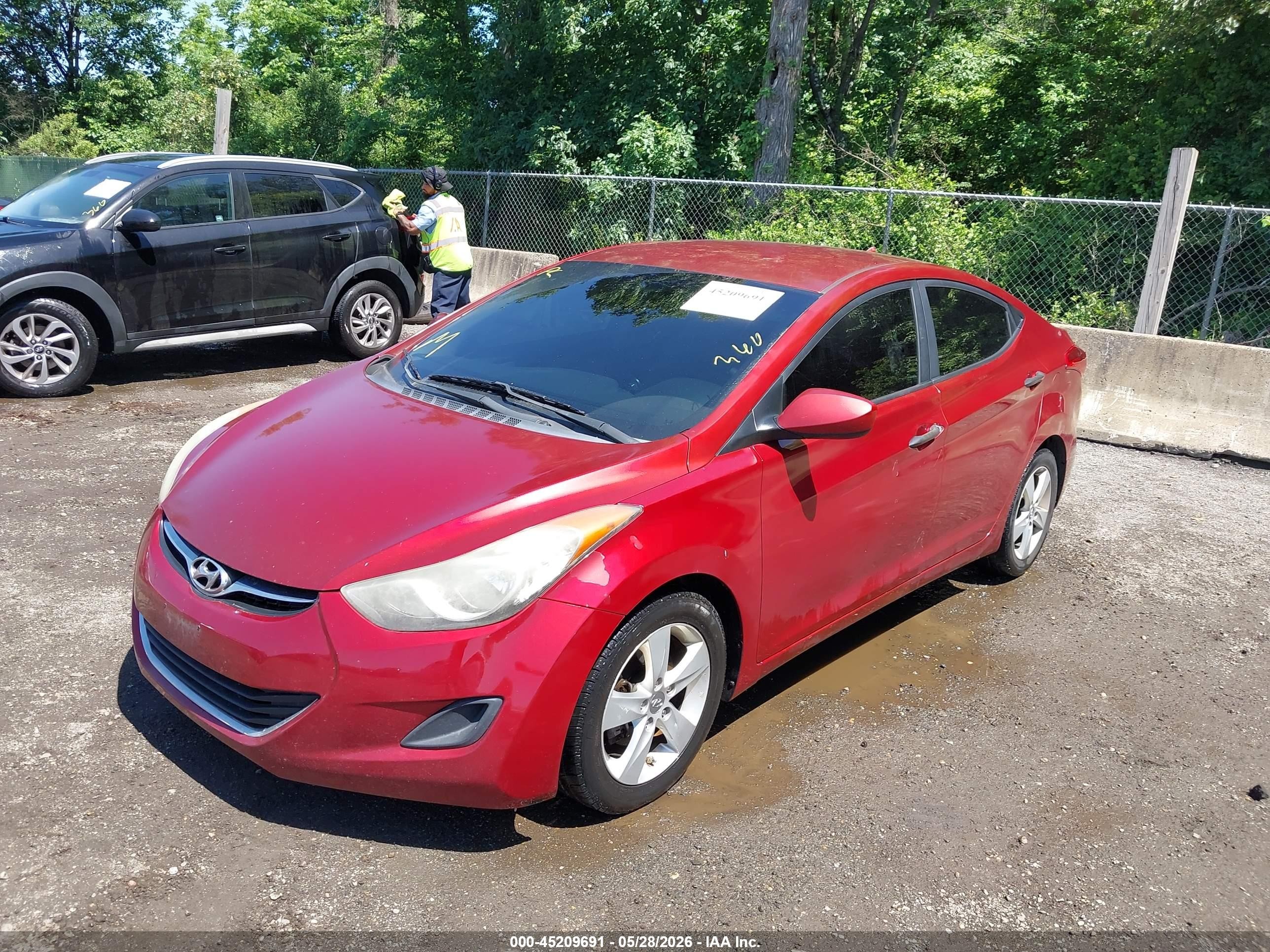 2013 Hyundai Elantra Gls Red vin: 5NPDH4AE3DH434448