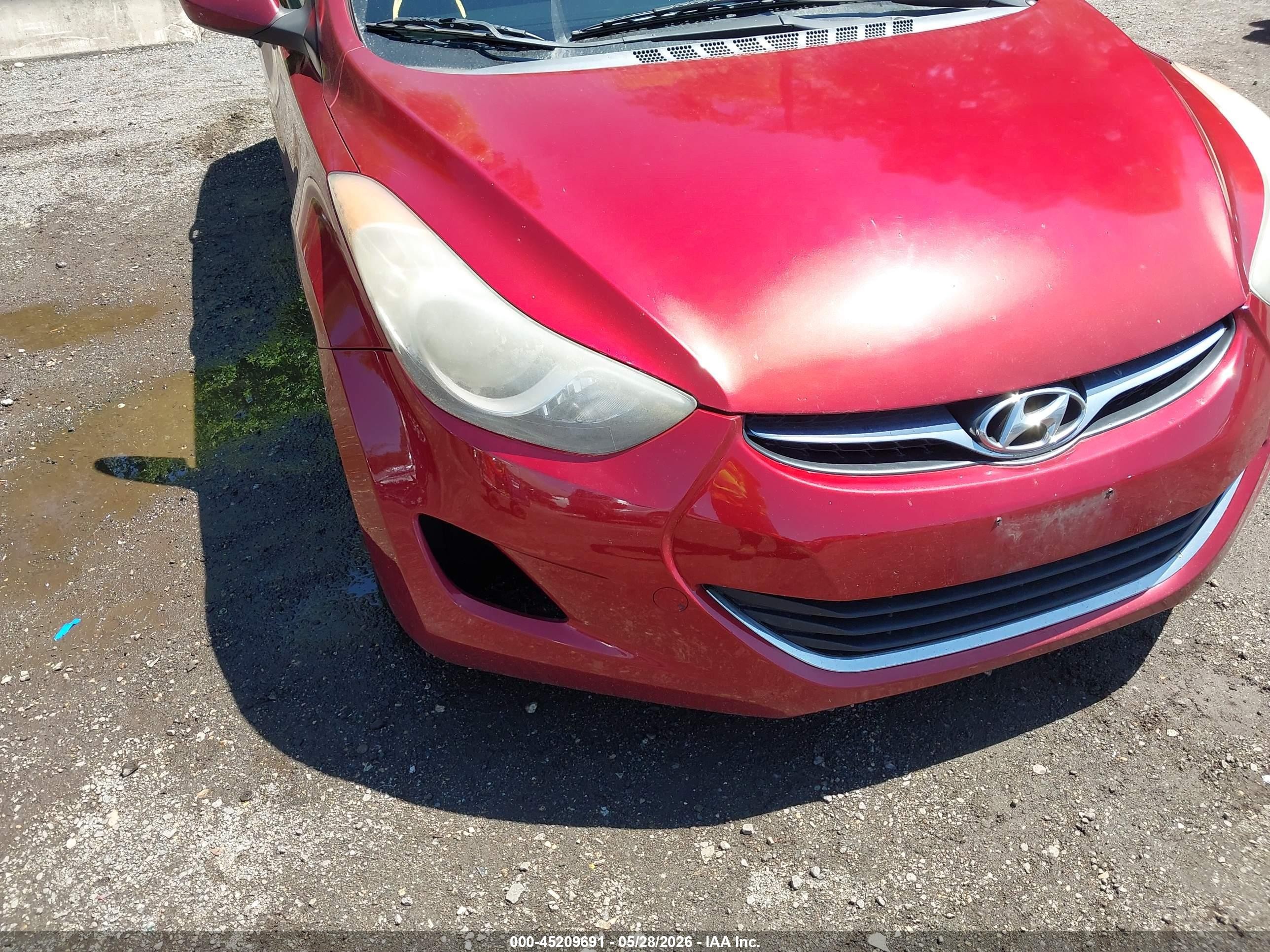2013 Hyundai Elantra Gls Red vin: 5NPDH4AE3DH434448
